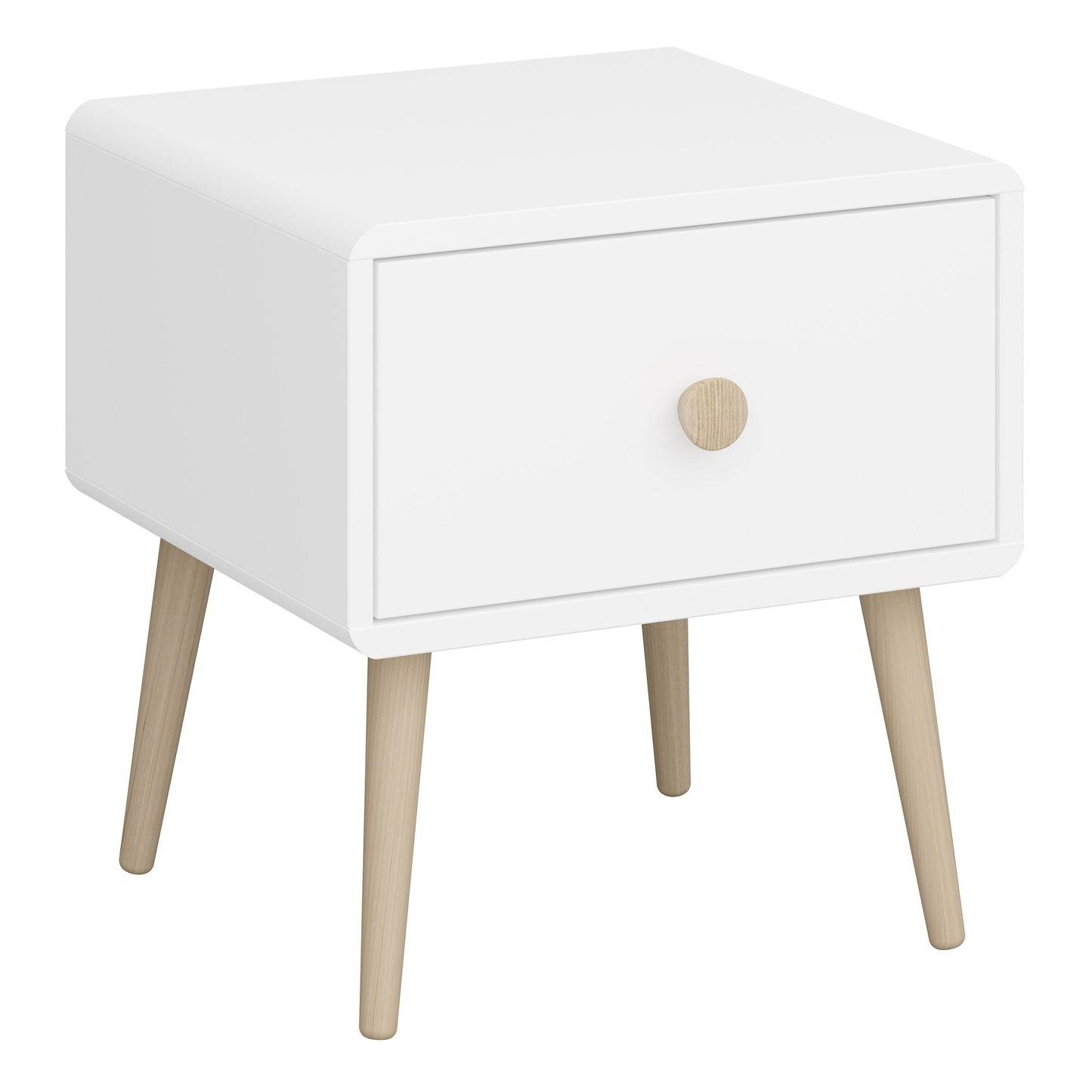 Gaia Bedside Table with 1 Drawer in Pure White