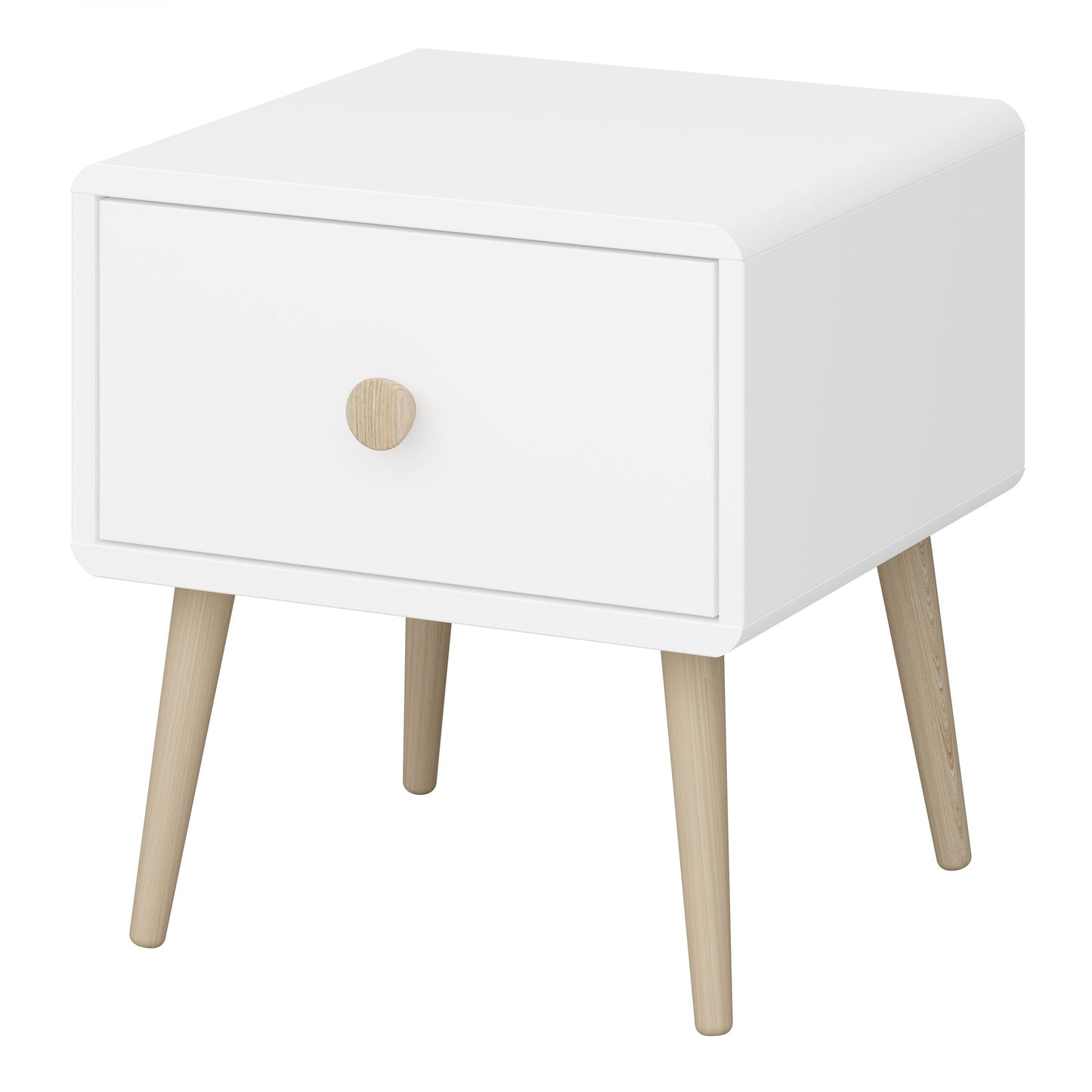 Gaia Bedside Table with 1 Drawer in Pure White
