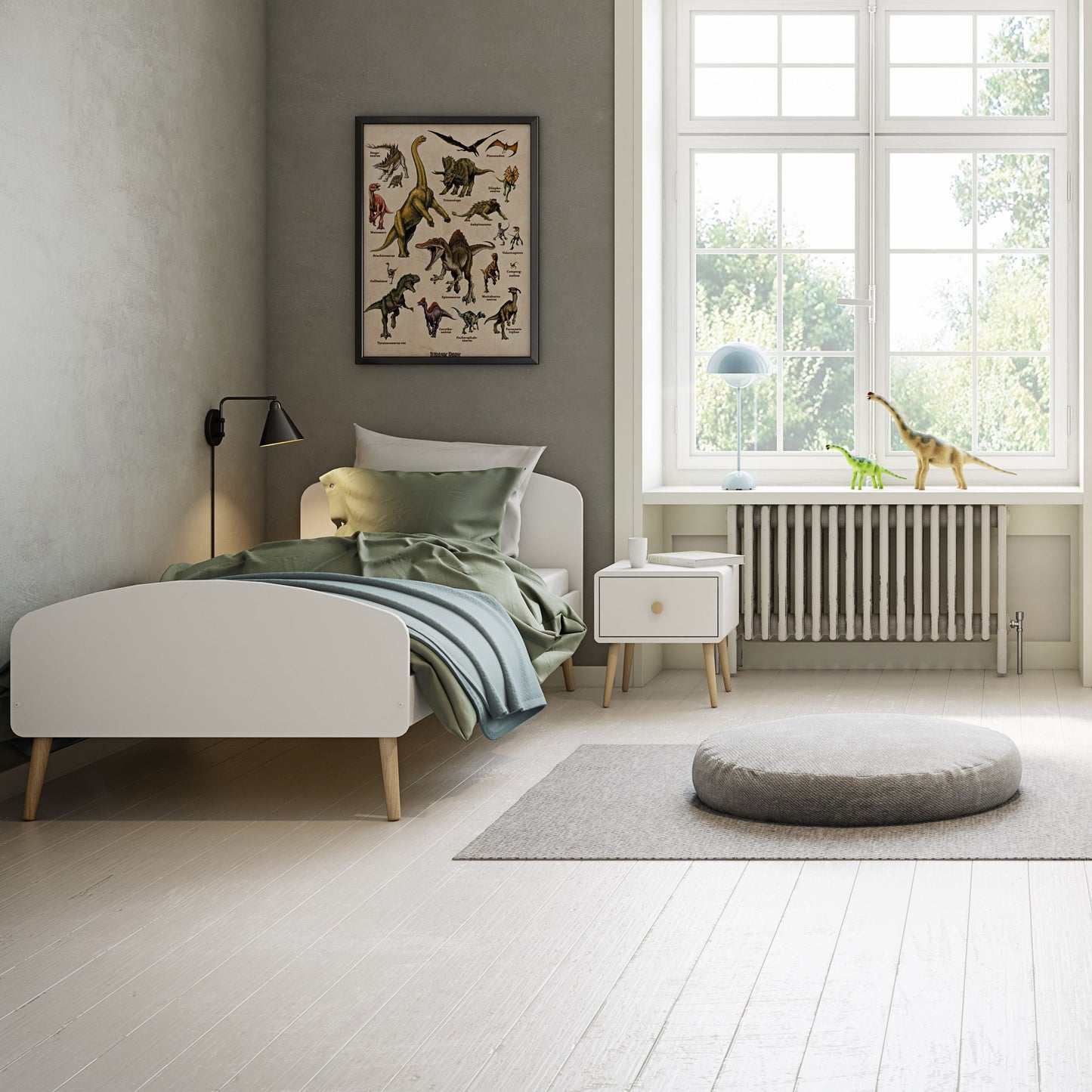 Gaia Bedside Table with 1 Drawer in Pure White