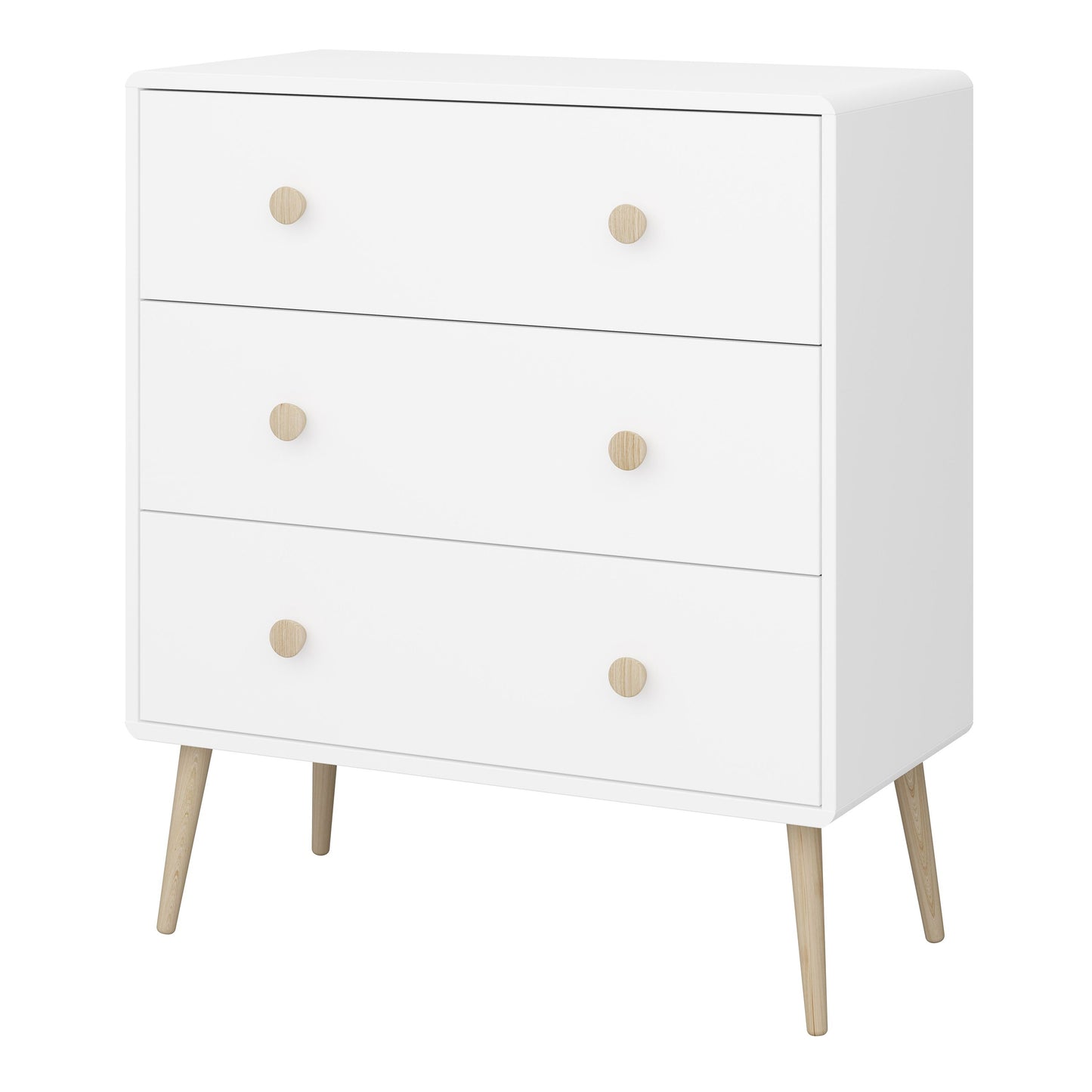 Gaia Pure White Chest of Drawers with 3 Drawers