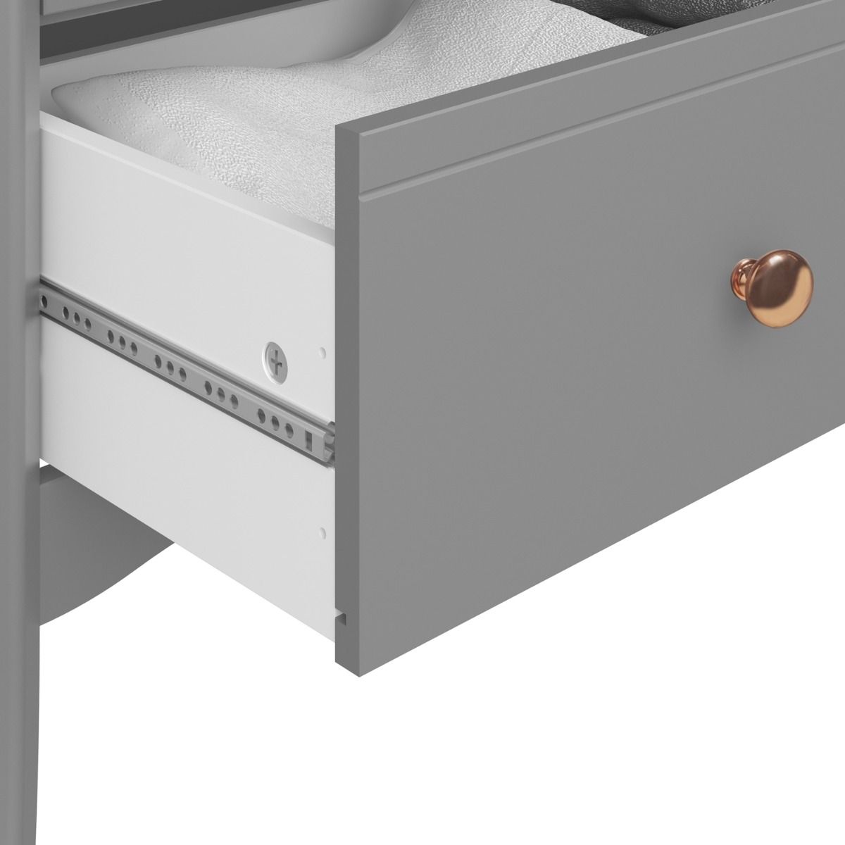 Baroque Chest of Drawers in Folkestone Grey with Rose Gold Colour Handles