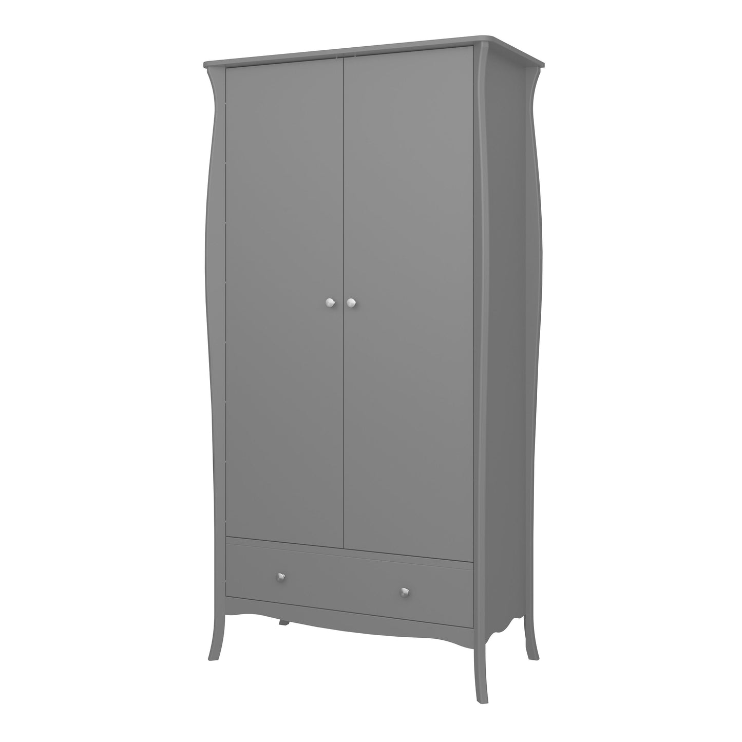 Baroque 2 Door Wardrobe with drawers in Grey