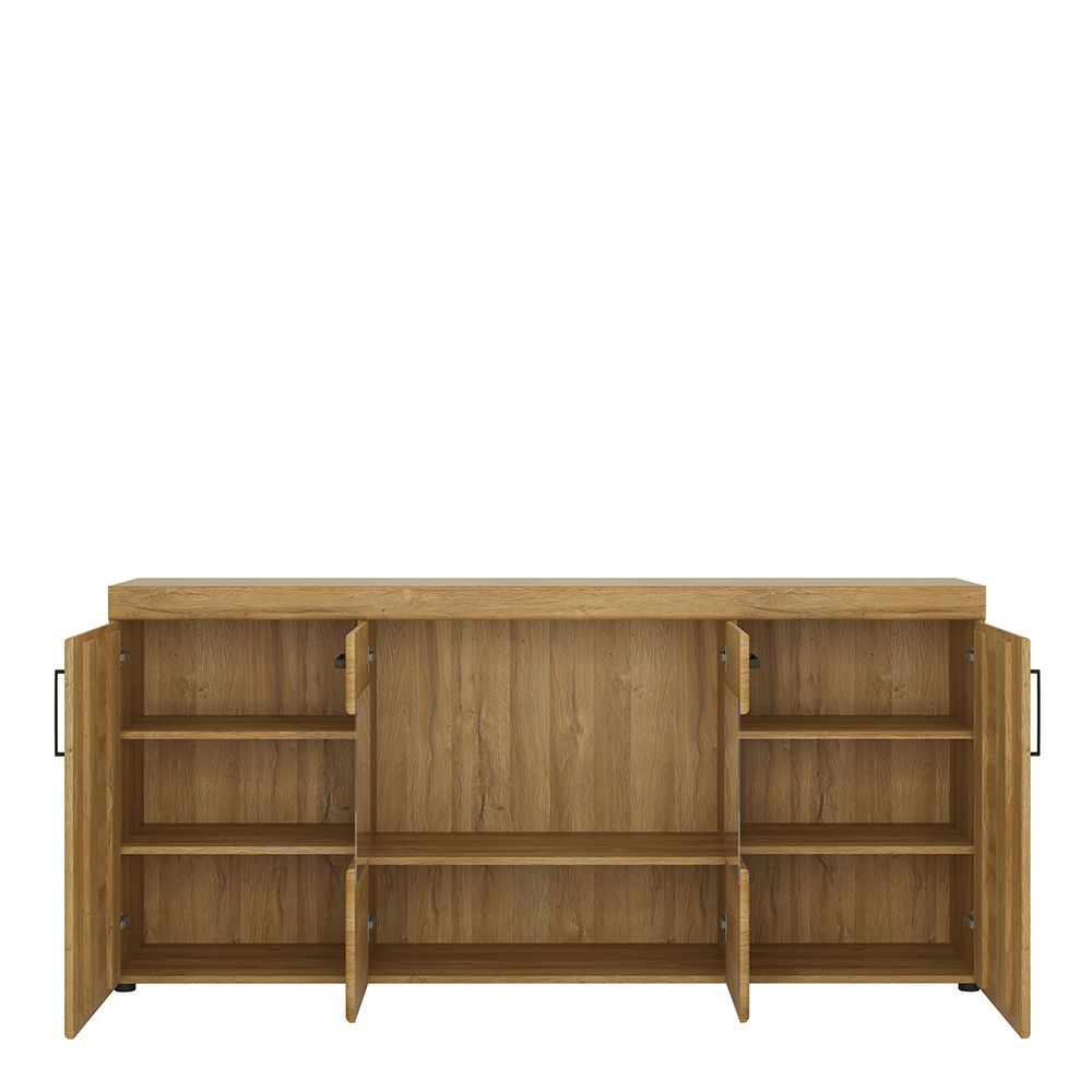 Cortina 4 Door Wide Glazed Sideboard in Grandson Oak