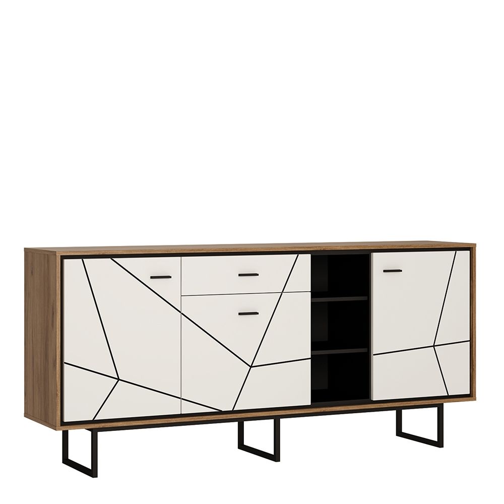 Brolo 3 Door 1 Drawer Sideboard With the Walnut and Dark Panel Finish