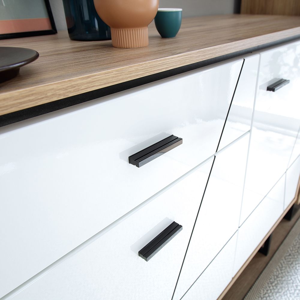 Brolo 3 Door 1 Drawer Sideboard With the Walnut and Dark Panel Finish