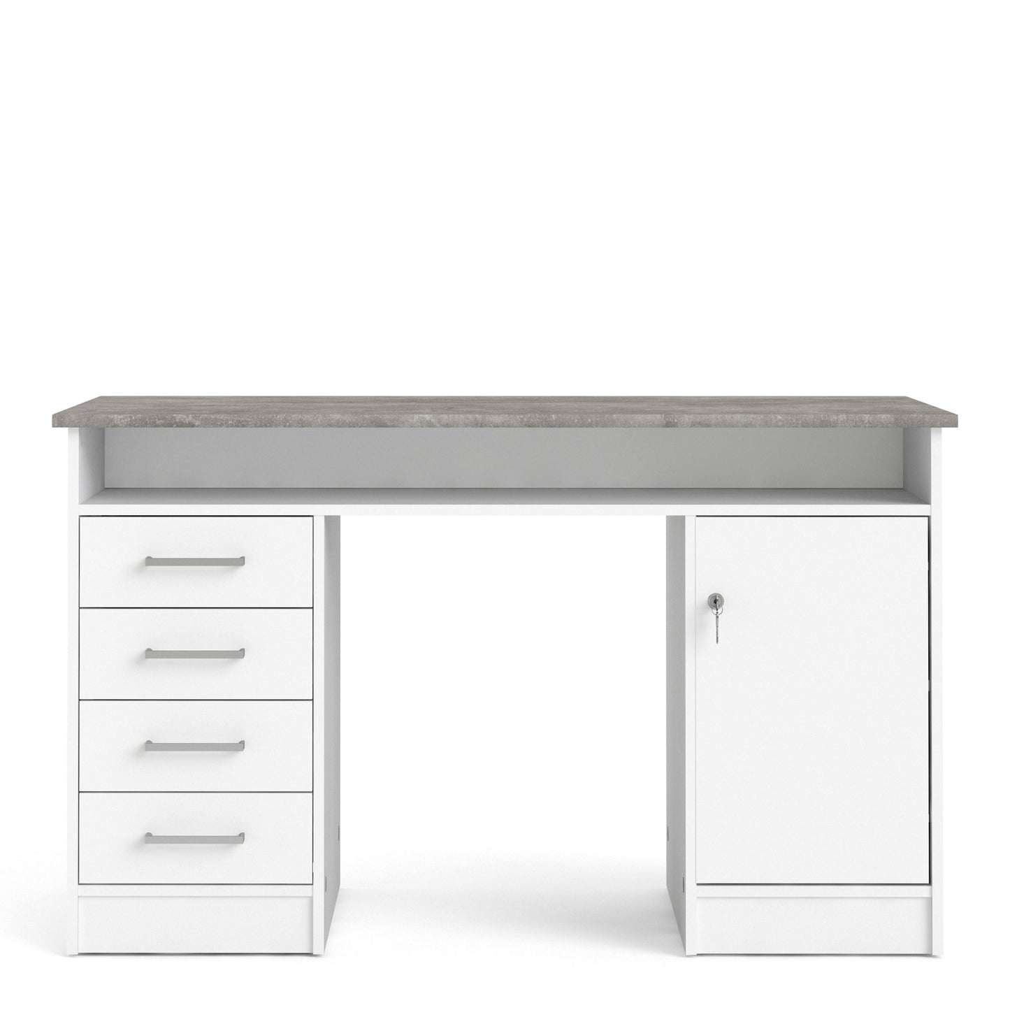 Function Plus White and Grey Desk with 4 Drawers 1 Door