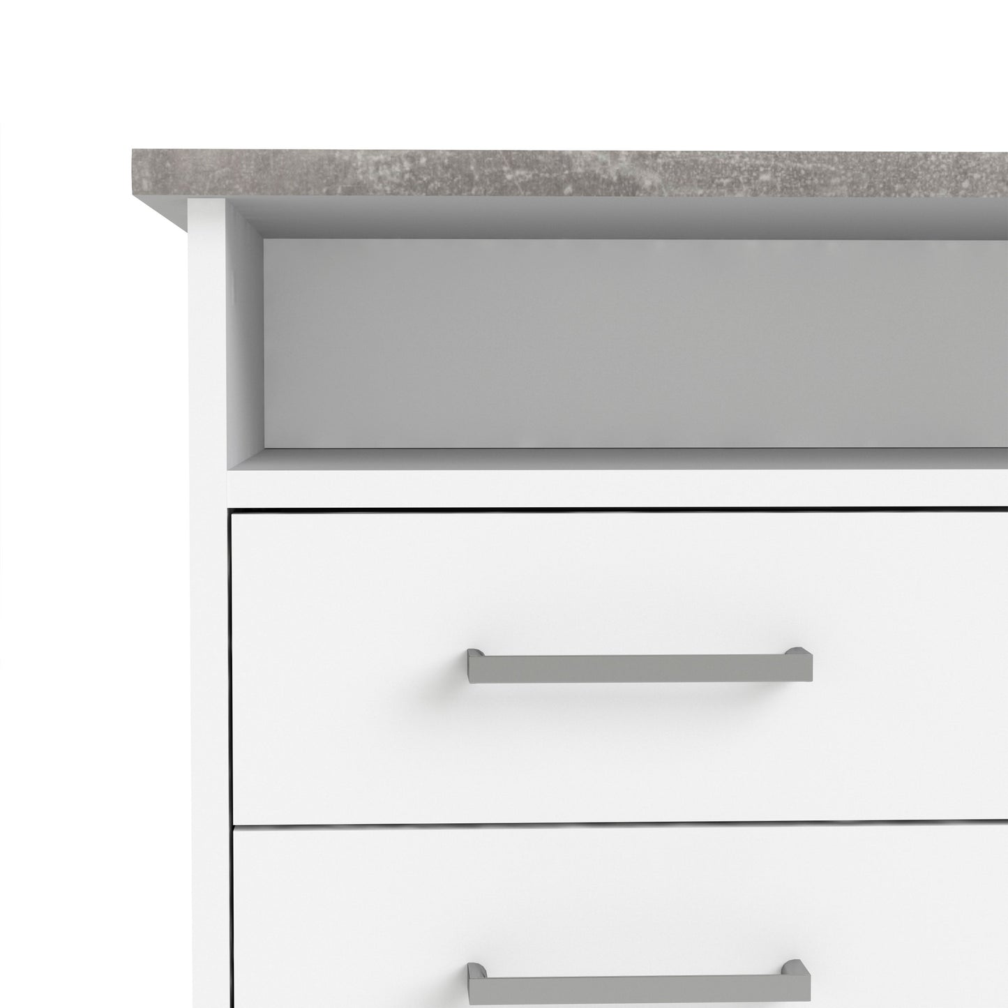 Function Plus White and Grey Desk with 4 Drawers 1 Door