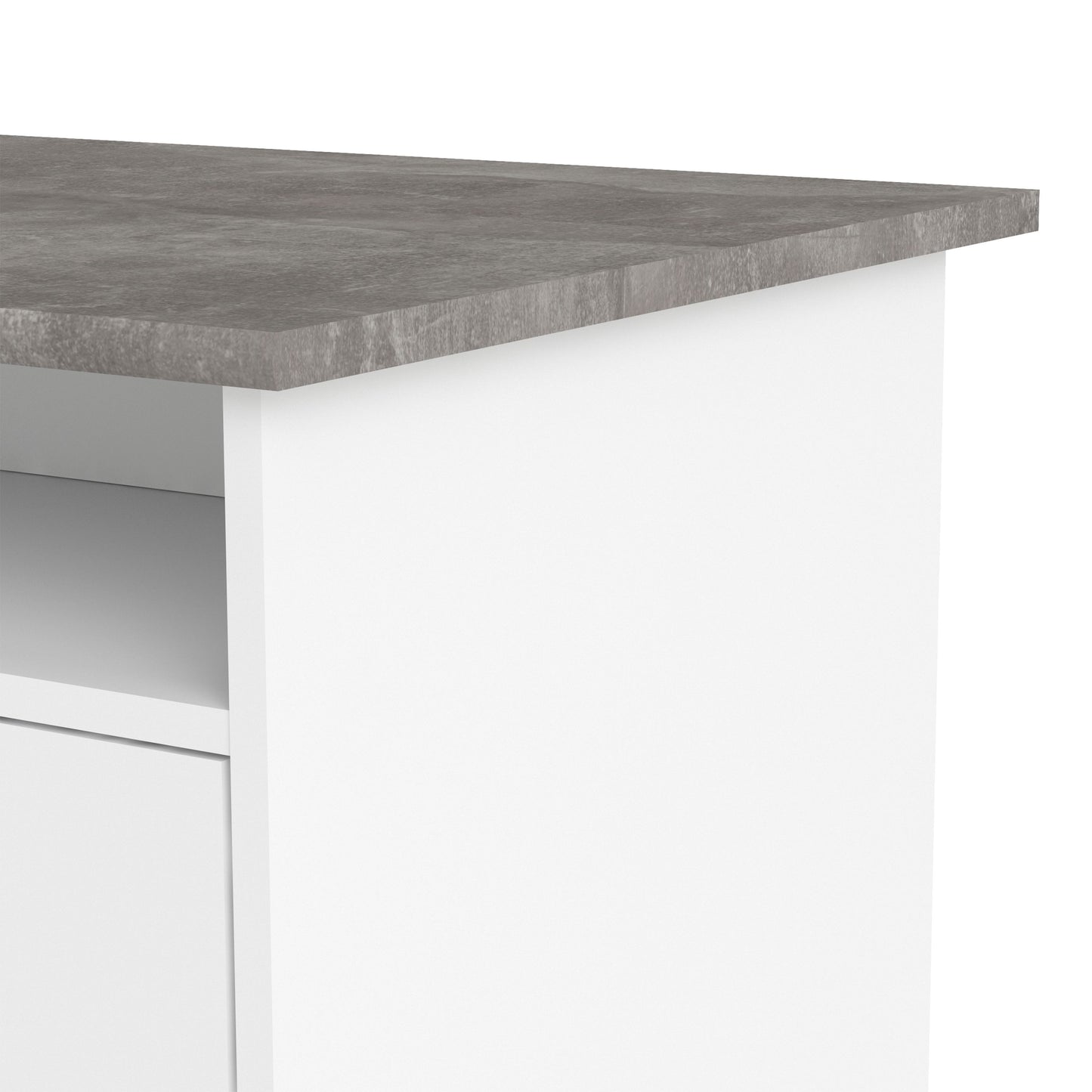 Function Plus White and Grey Desk with 4 Drawers 1 Door