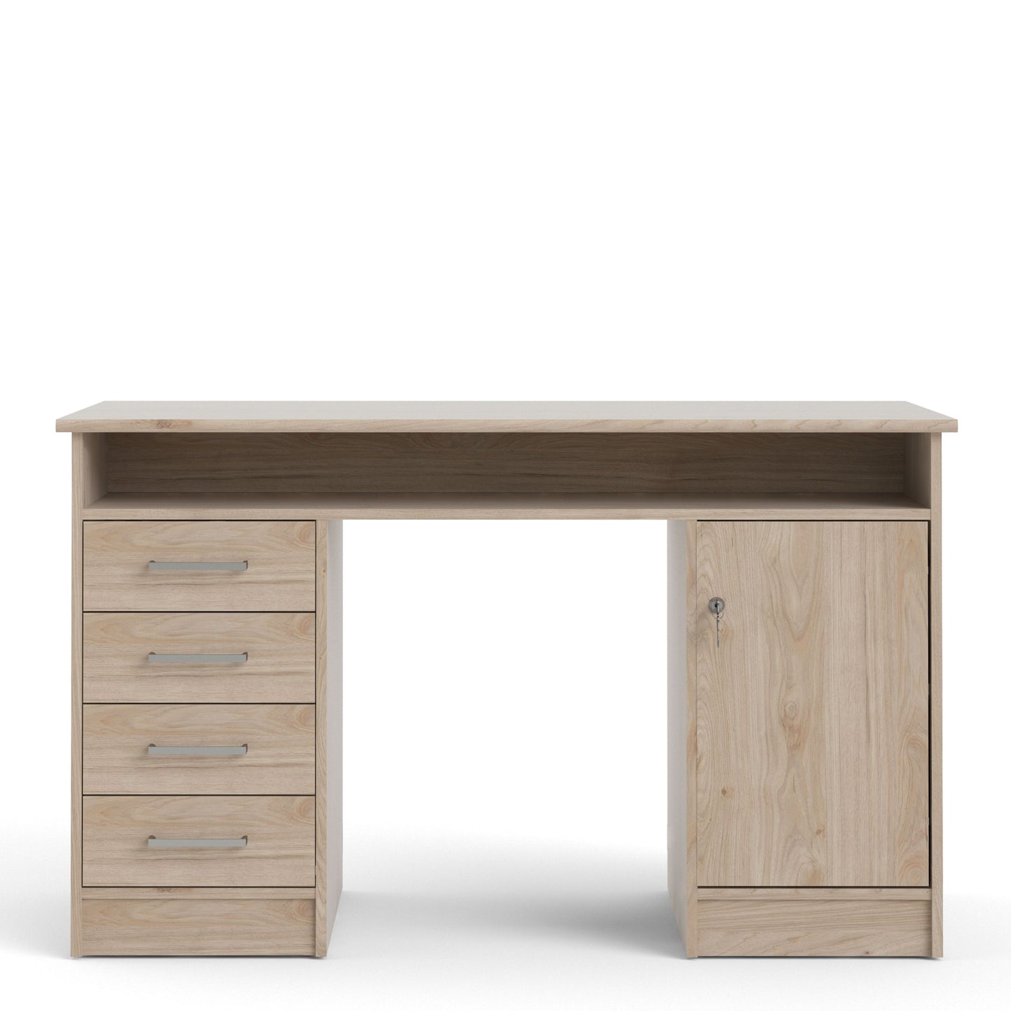 Function Plus Jackson Hickory Oak Desk with 4 Drawers 1 Door