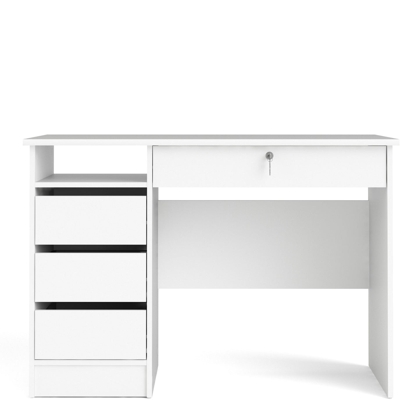 Function Plus 4 Drawer White Desk