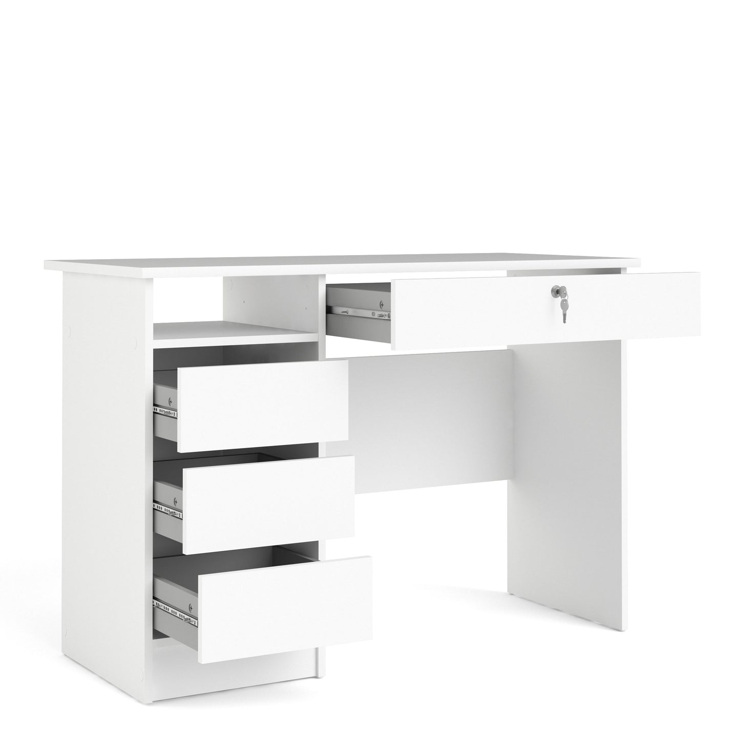 Function Plus 4 Drawer White Desk