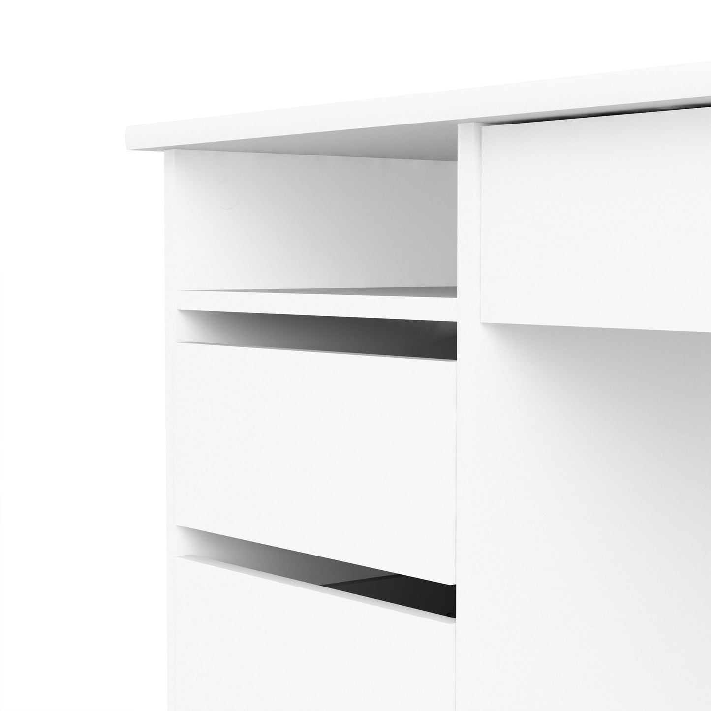 Function Plus 4 Drawer White Desk
