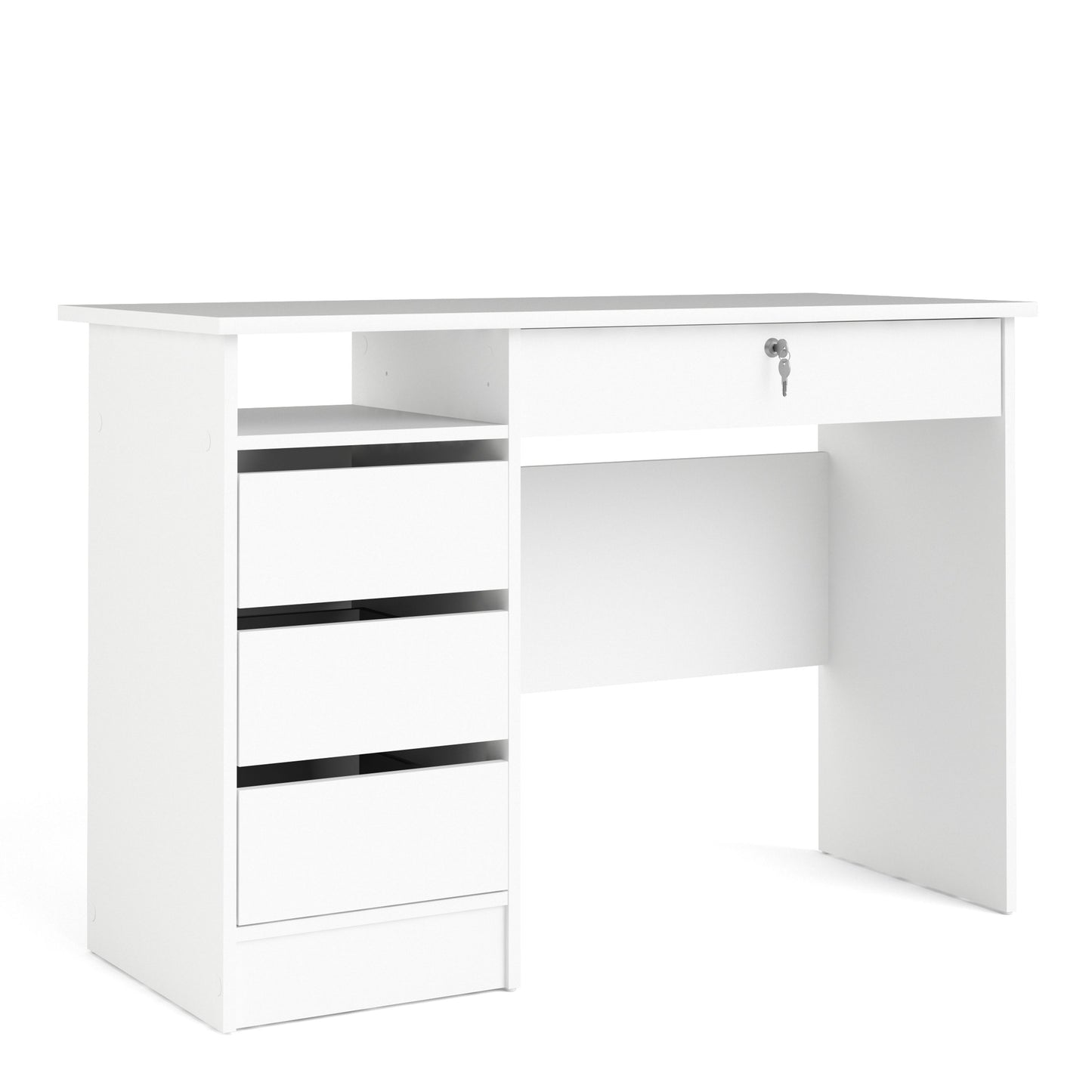 Function Plus 4 Drawer White Desk