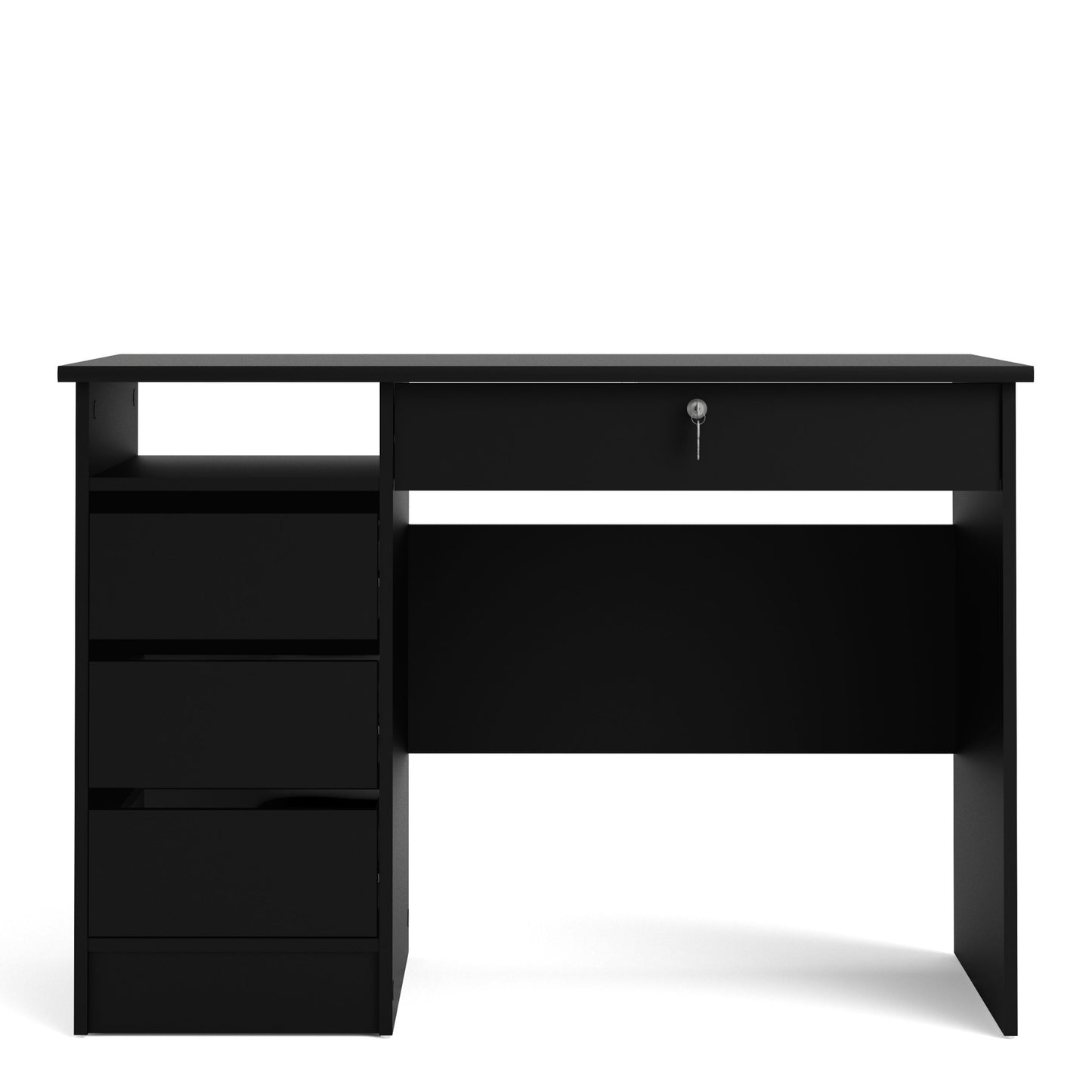 Function Plus 4 Drawer Black Desk
