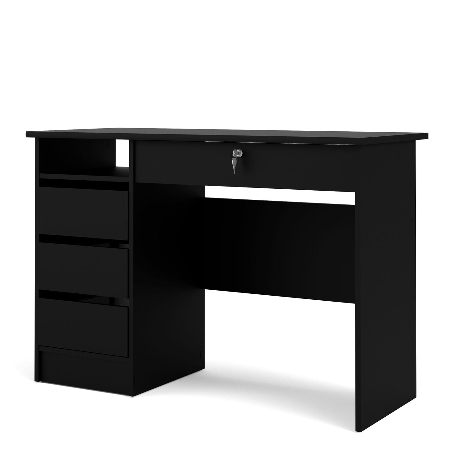 Function Plus 4 Drawer Black Desk