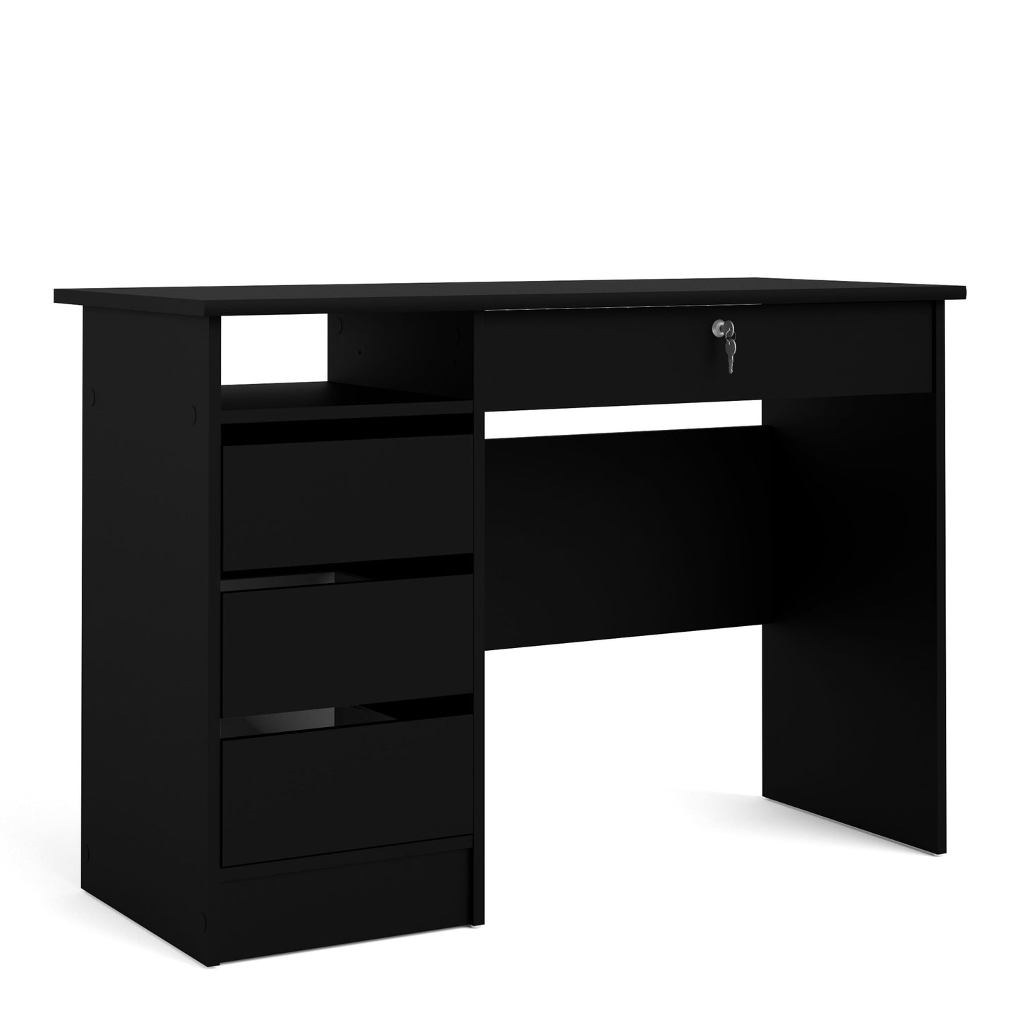 Function Plus 4 Drawer Black Desk
