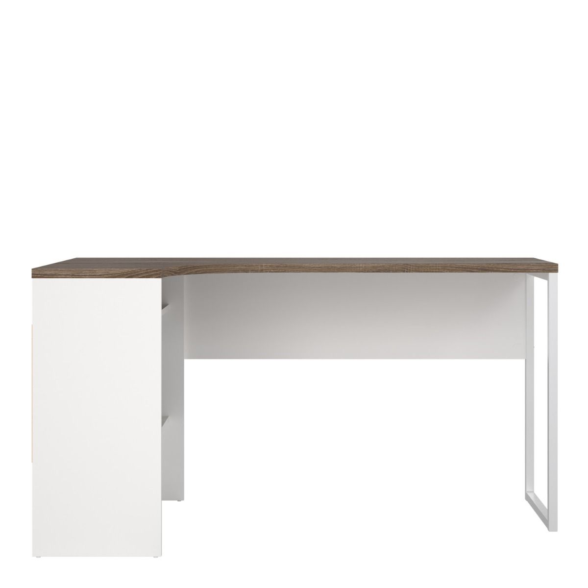 Function Plus White and Truffle Oak Corner Desk with 2 Drawers