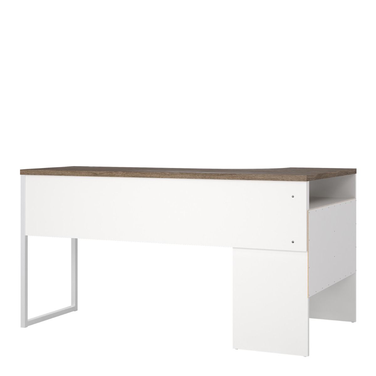 Function Plus White and Truffle Oak Corner Desk with 2 Drawers