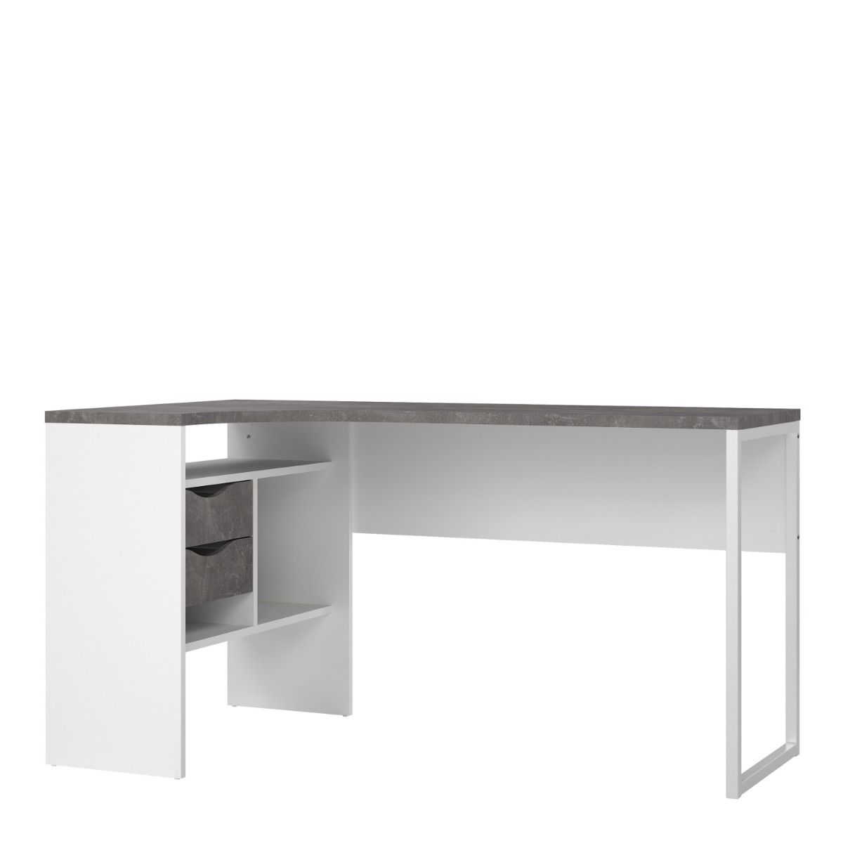Function Plus White and Grey Corner Desk with 2 Drawers