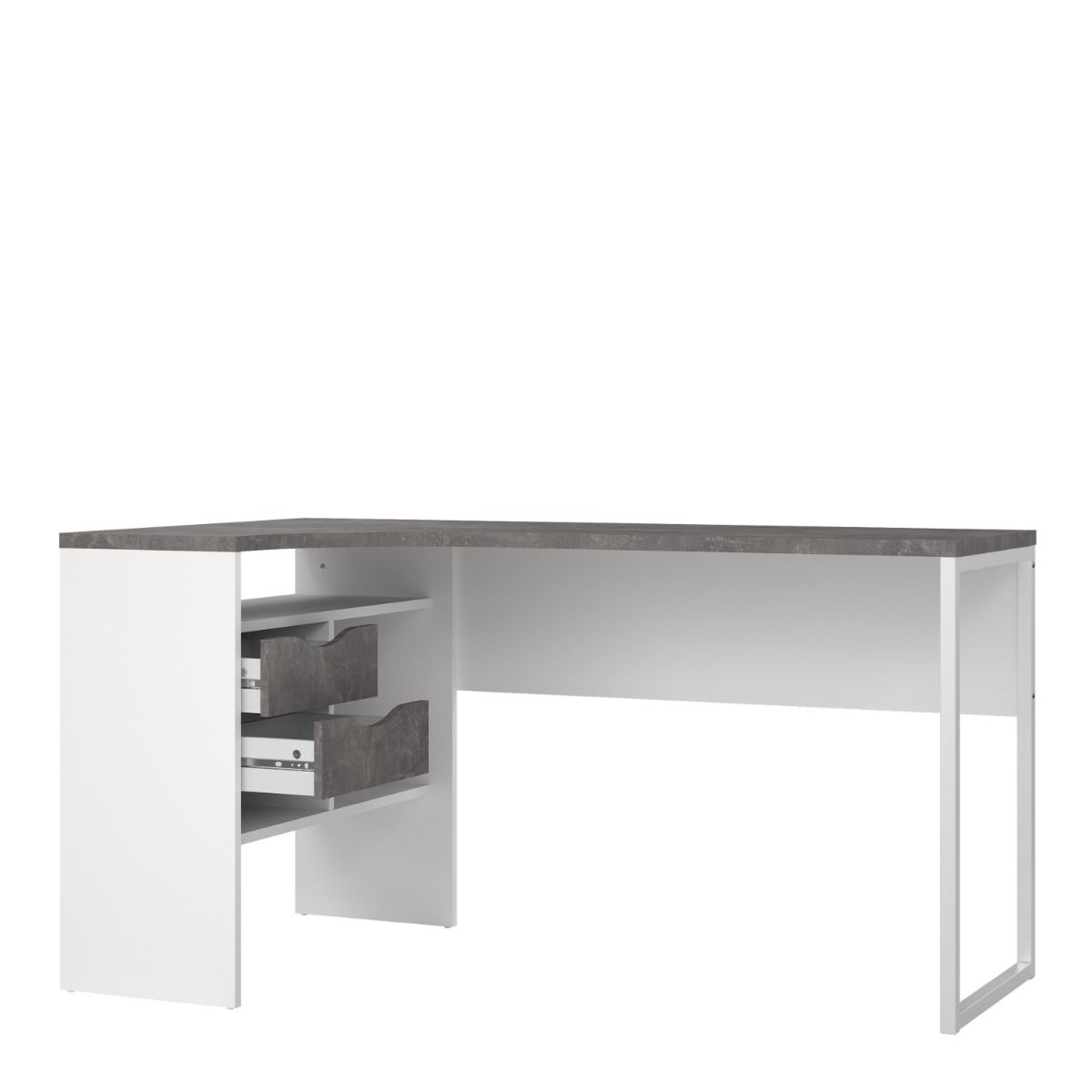 Function Plus White and Grey Corner Desk with 2 Drawers