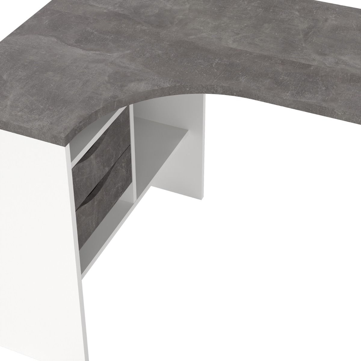 Function Plus White and Grey Corner Desk with 2 Drawers