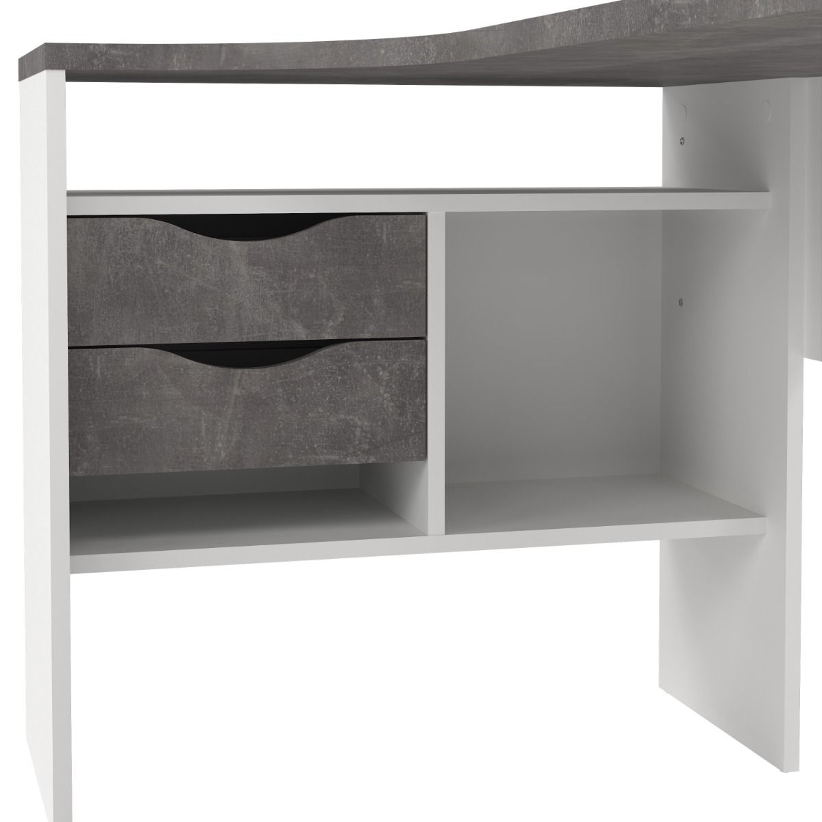 Function Plus White and Grey Corner Desk with 2 Drawers