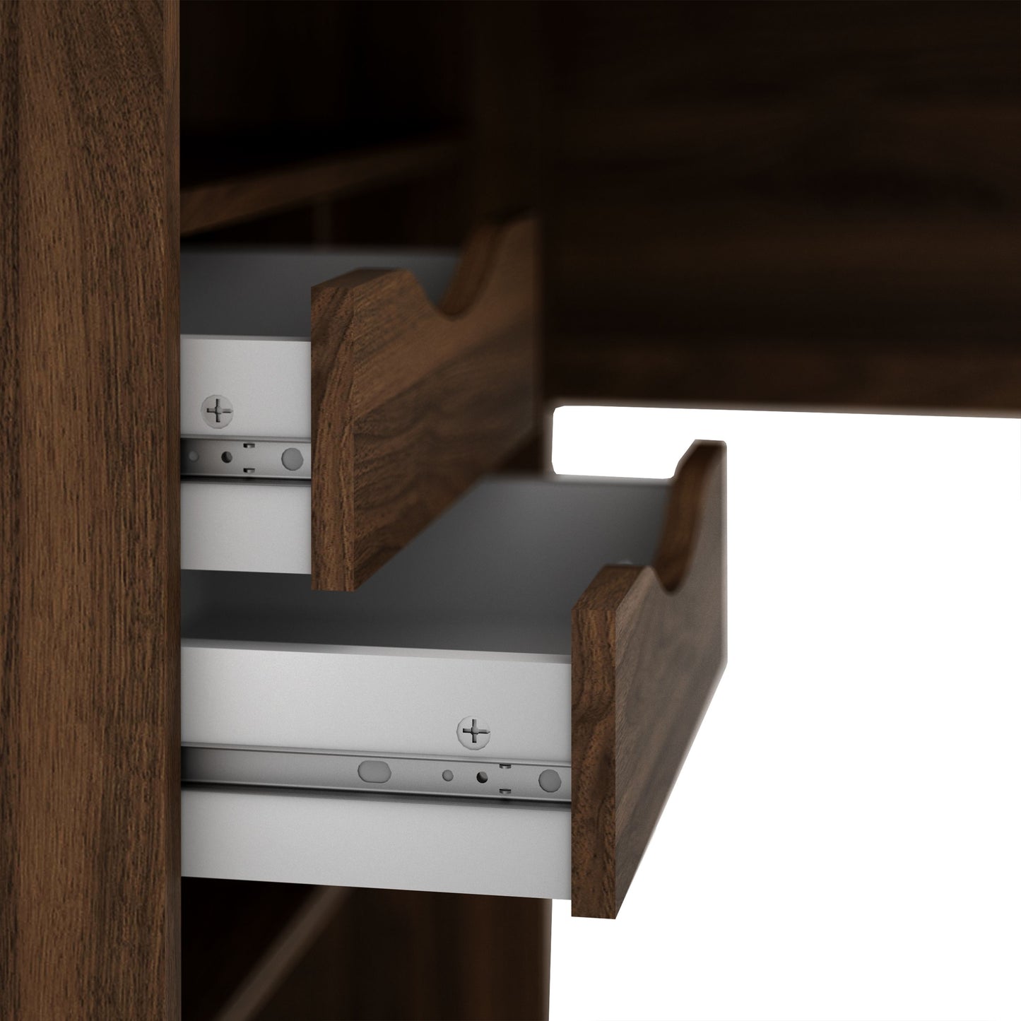 Function Plus Walnut Corner Desk with 2 Drawers