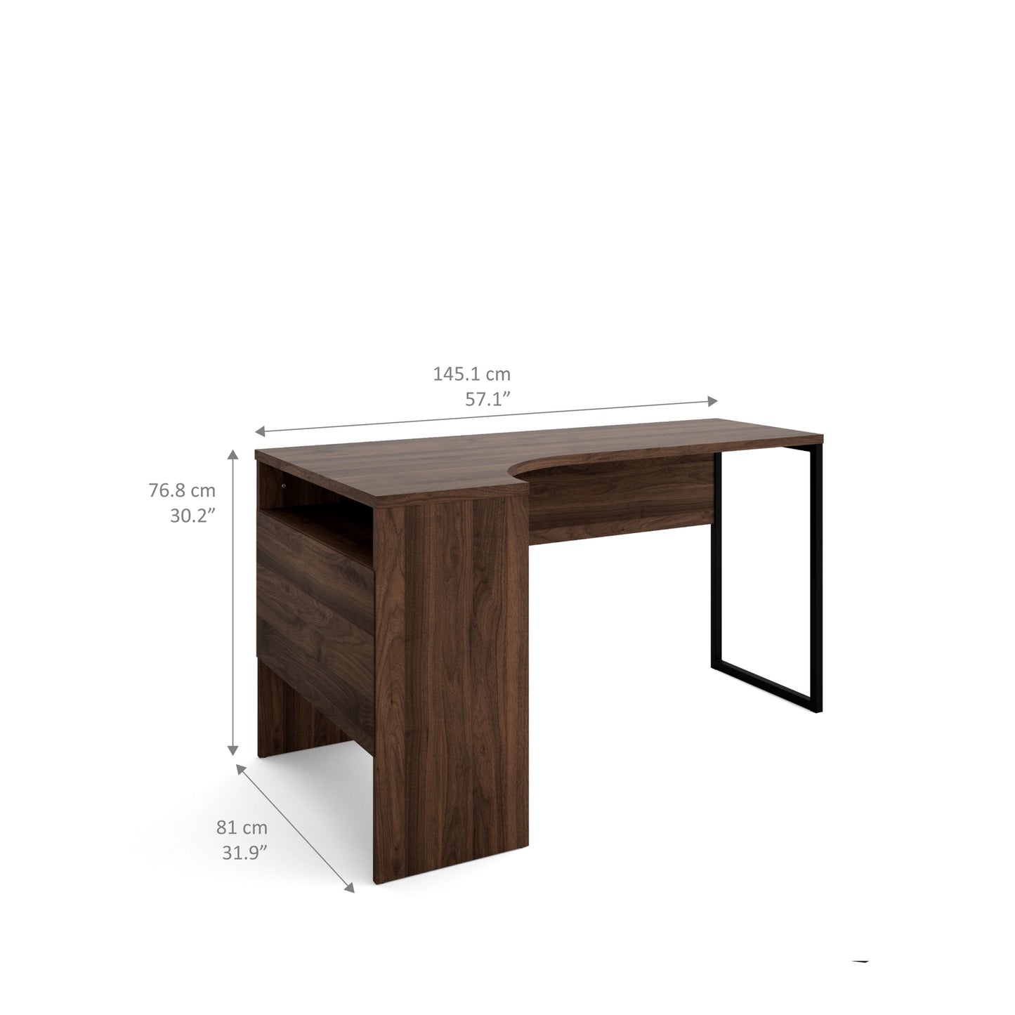 Function Plus Walnut Corner Desk with 2 Drawers