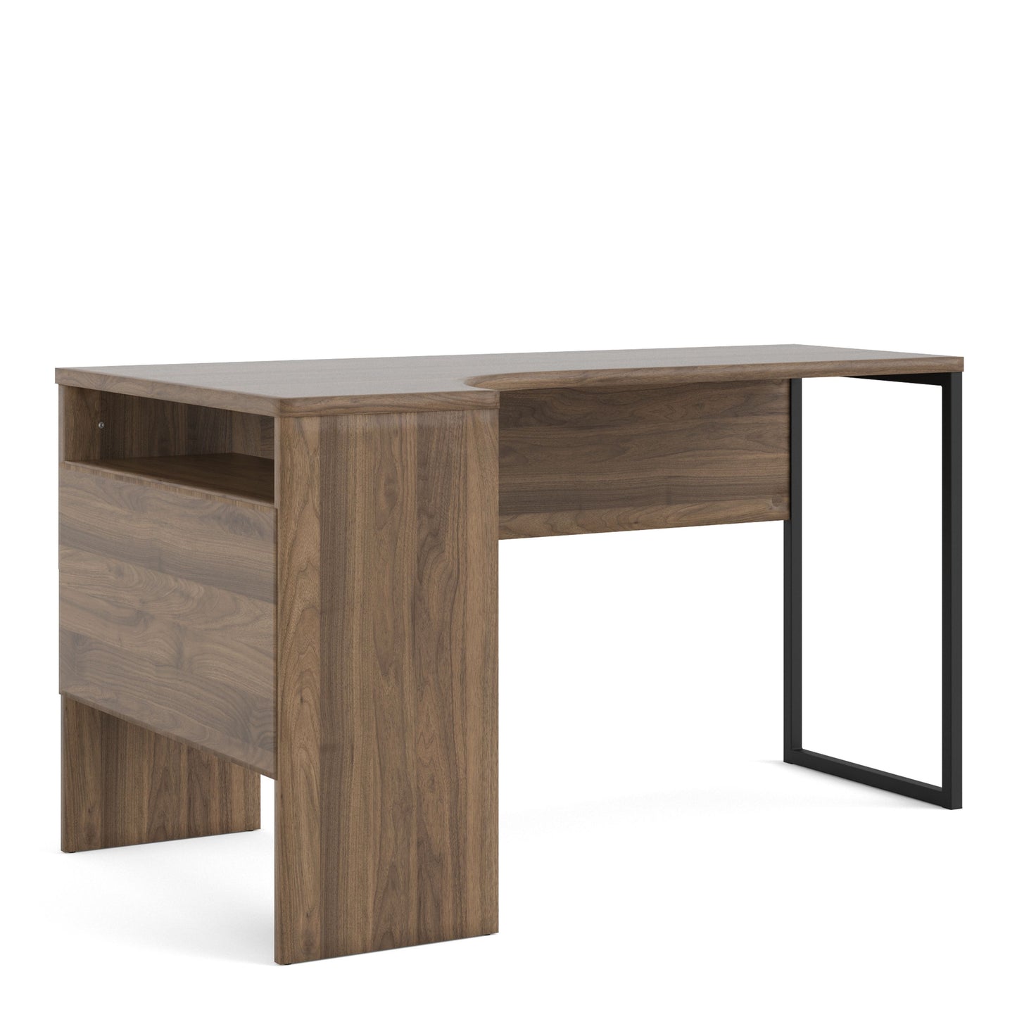 Function Plus Walnut Corner Desk with 2 Drawers