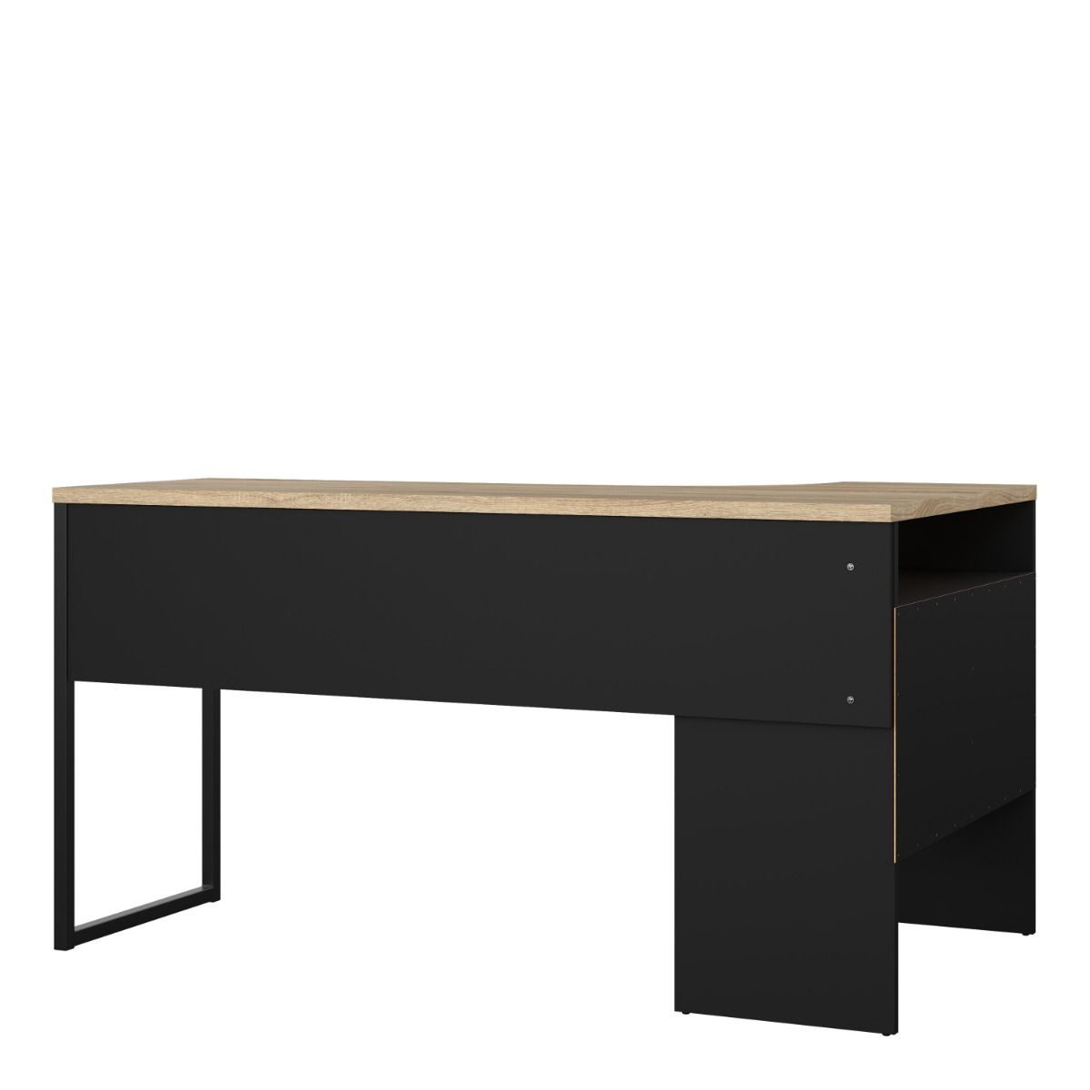 Function Plus Oak and Matt Black Corner Desk with 2 Drawers