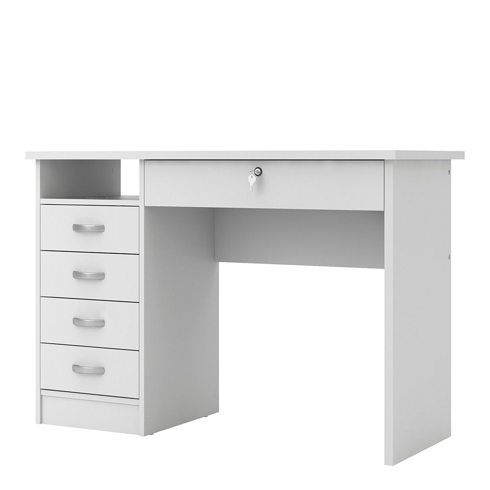 Function Plus 5 Drawers White Desk