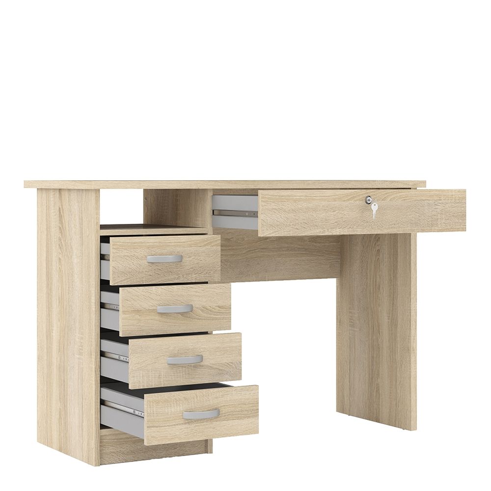Function Plus 5 Drawers Oak Desk