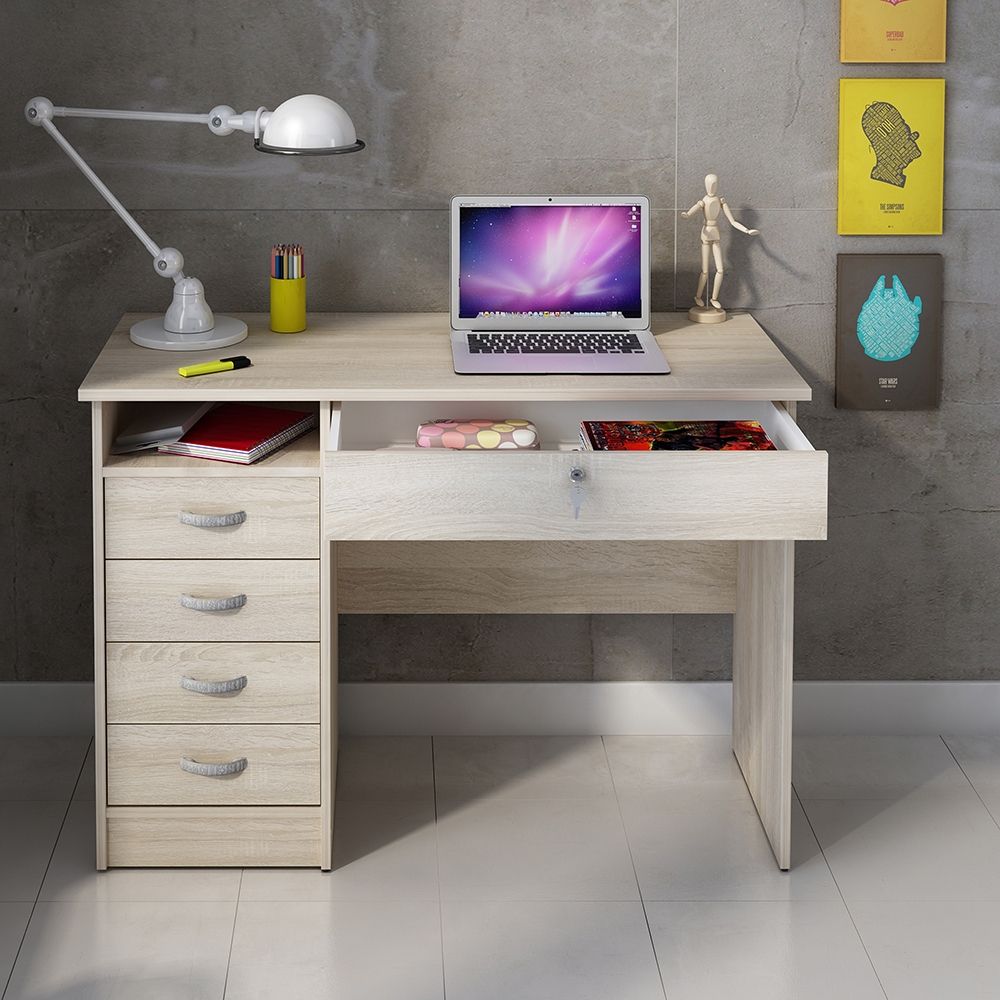 Function Plus 5 Drawers Oak Desk