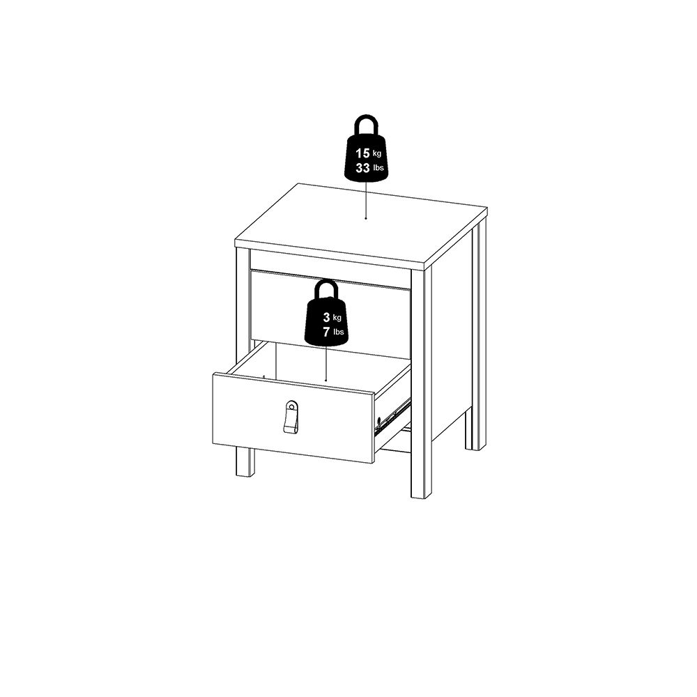 Barcelona Bedside Table with 2 Drawers