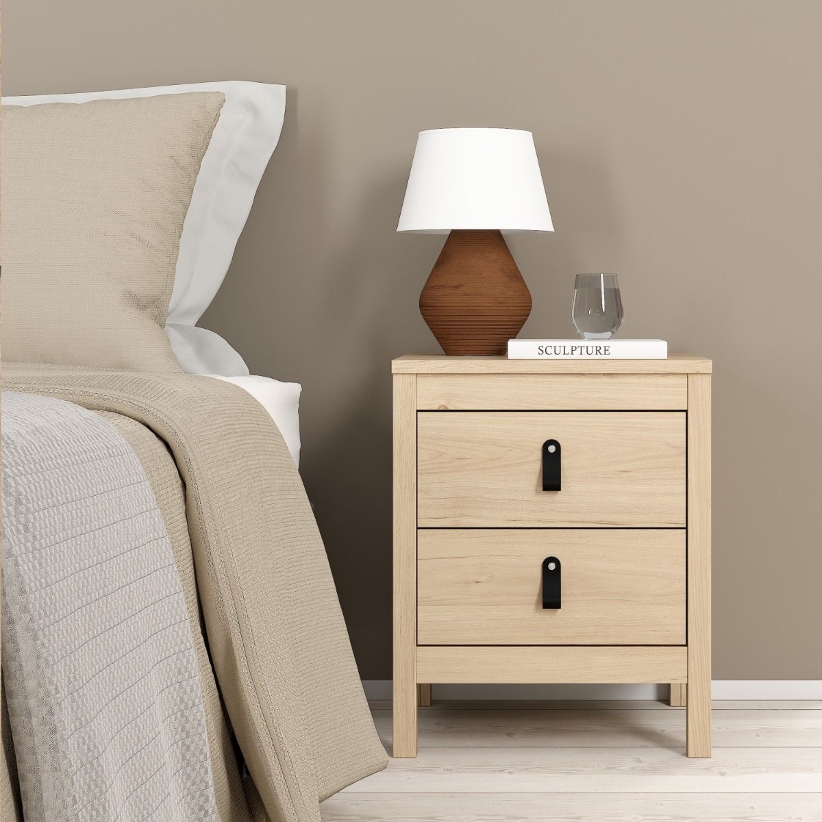 Barcelona Bedside Table with 2 Drawers