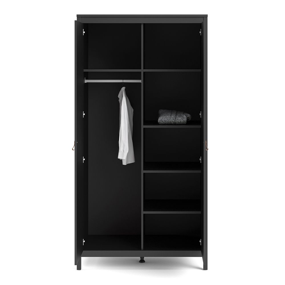Barcelona Black Wardrobe with 2 Doors