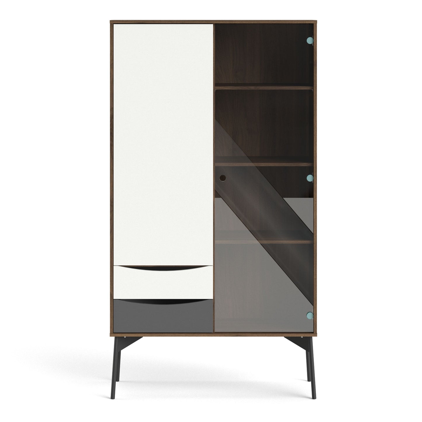 Fur Display Cabinet with 1 Door 1 Glass Door 2 Drawers