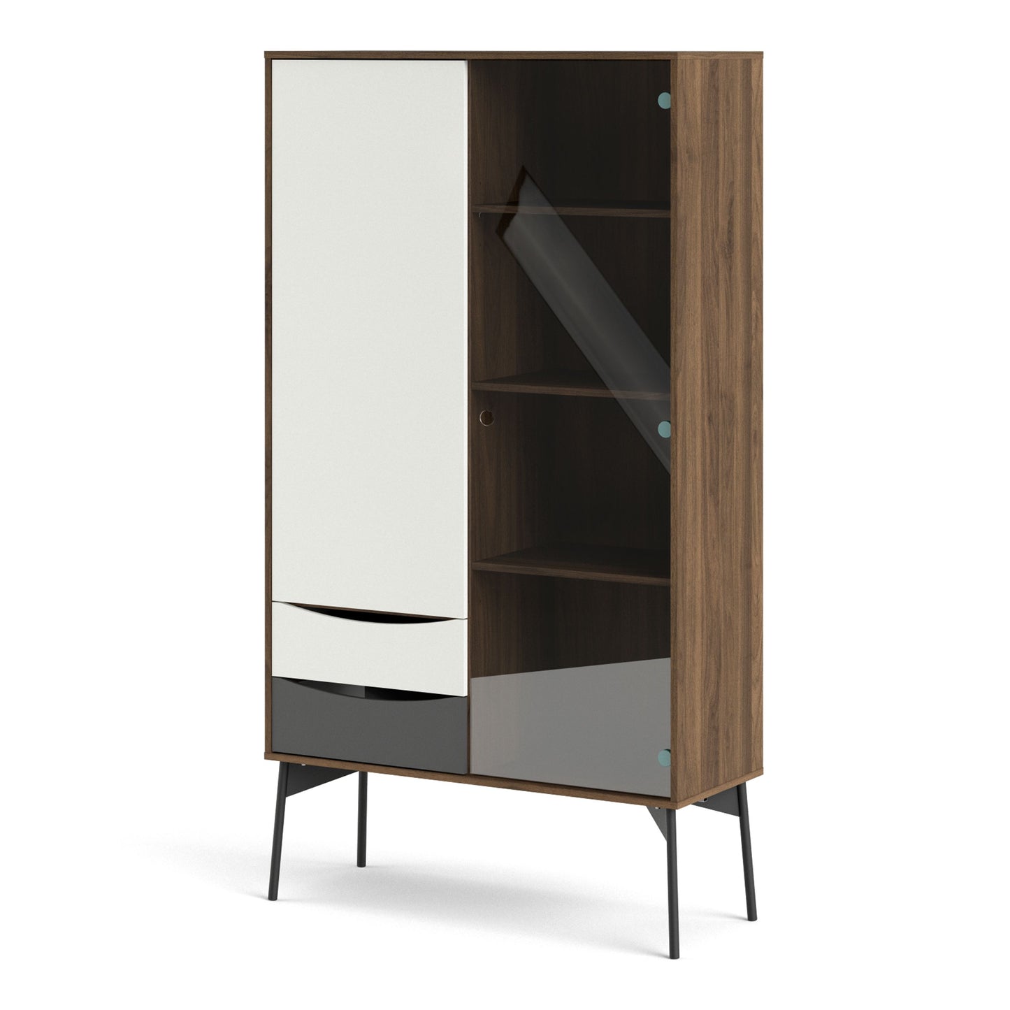 Fur Display Cabinet with 1 Door 1 Glass Door 2 Drawers