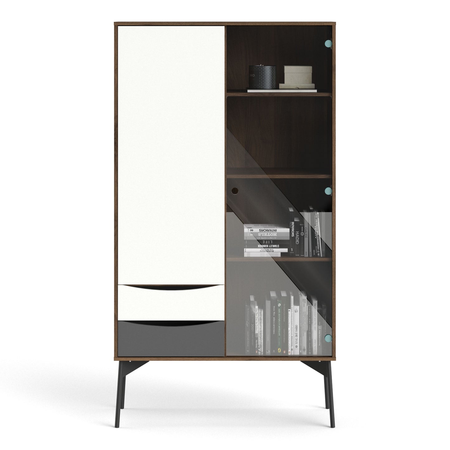 Fur Display Cabinet with 1 Door 1 Glass Door 2 Drawers