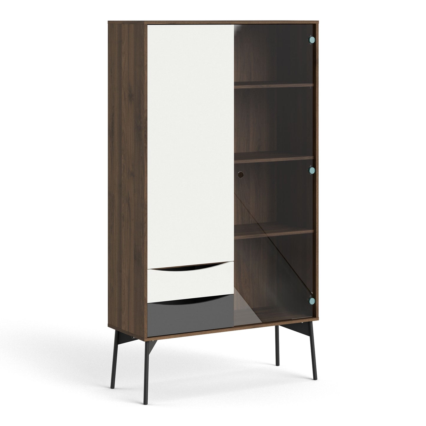 Fur Display Cabinet with 1 Door 1 Glass Door 2 Drawers