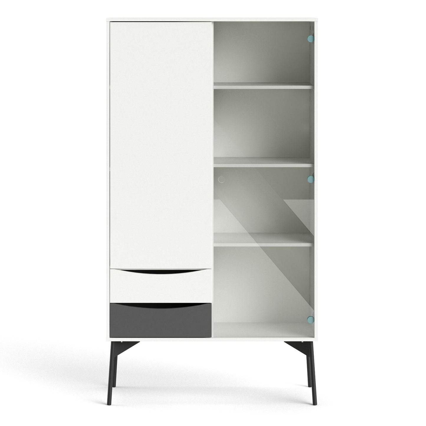 Fur Display Cabinet with 1 Door 1 Glass Door 2 Drawers