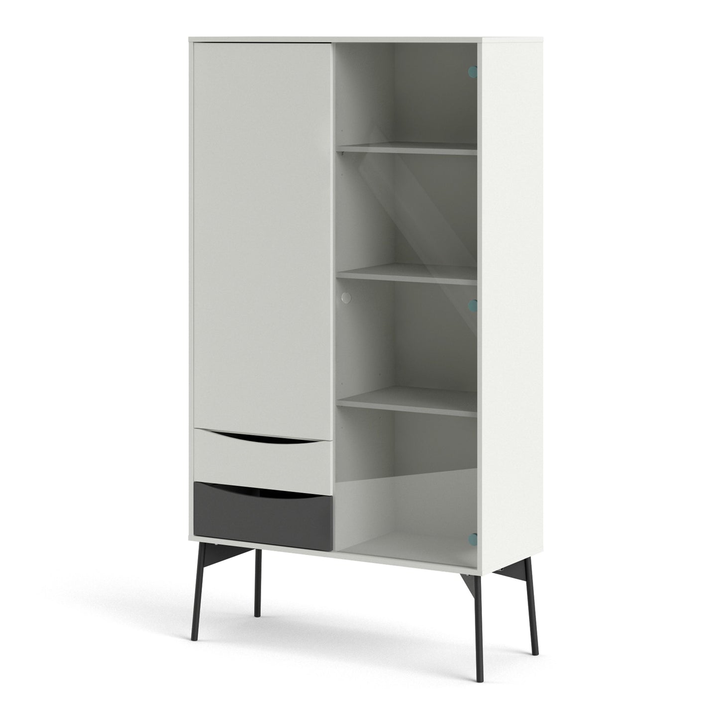Fur Display Cabinet with 1 Door 1 Glass Door 2 Drawers