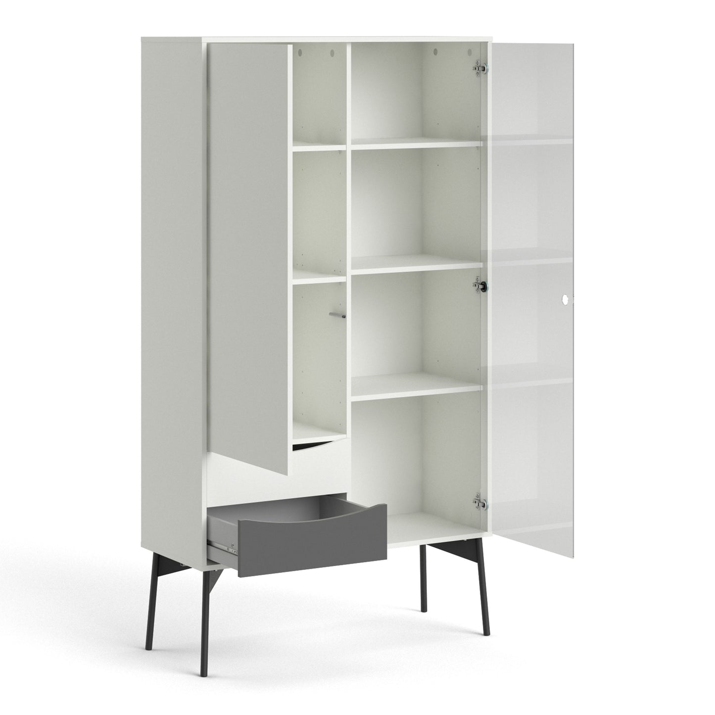 Fur Display Cabinet with 1 Door 1 Glass Door 2 Drawers