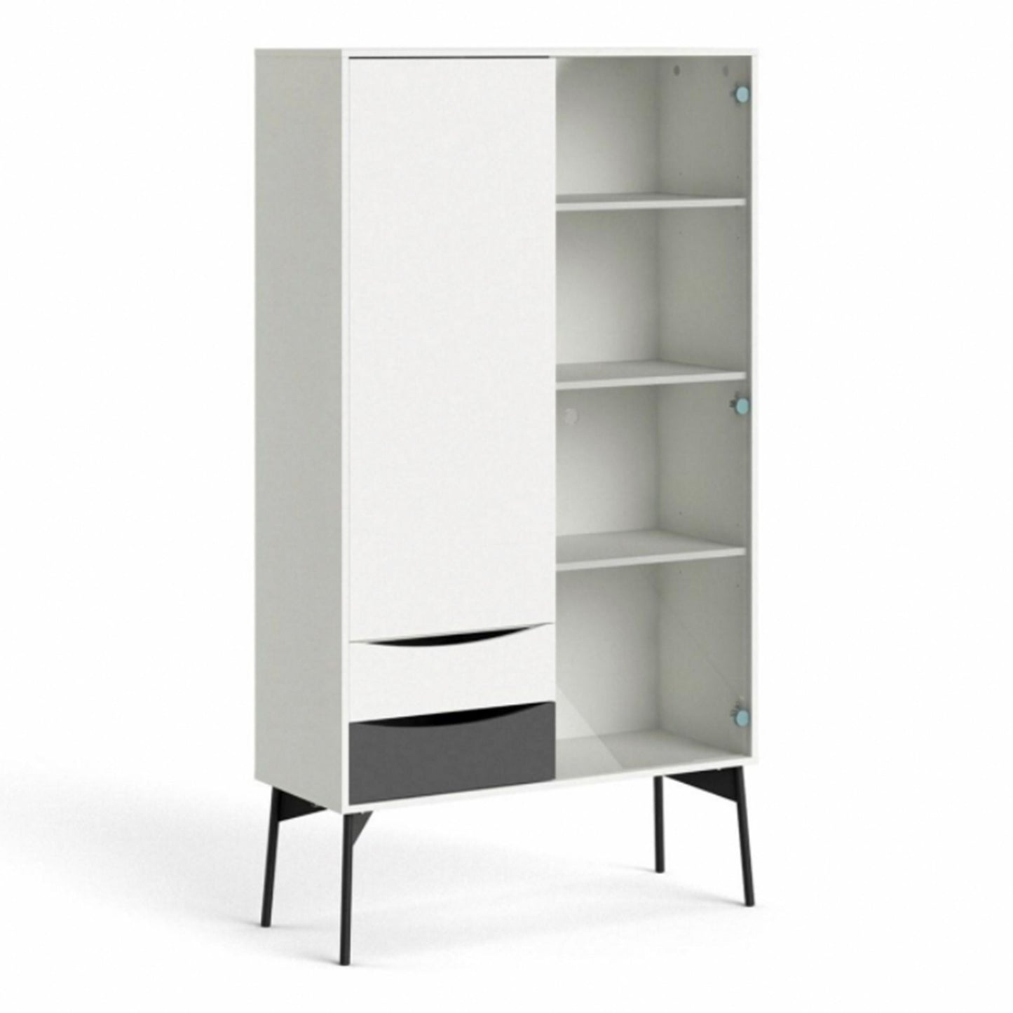 Fur Display Cabinet with 1 Door 1 Glass Door 2 Drawers