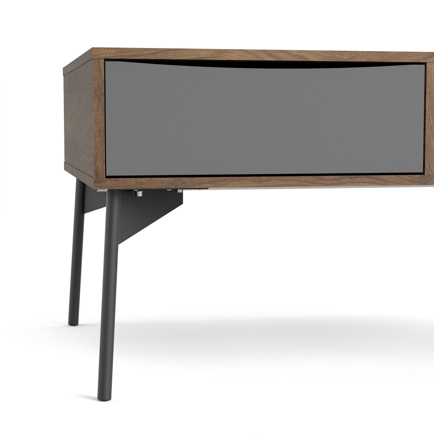 Fur White and Walnut Coffee Table with 1 Drawer