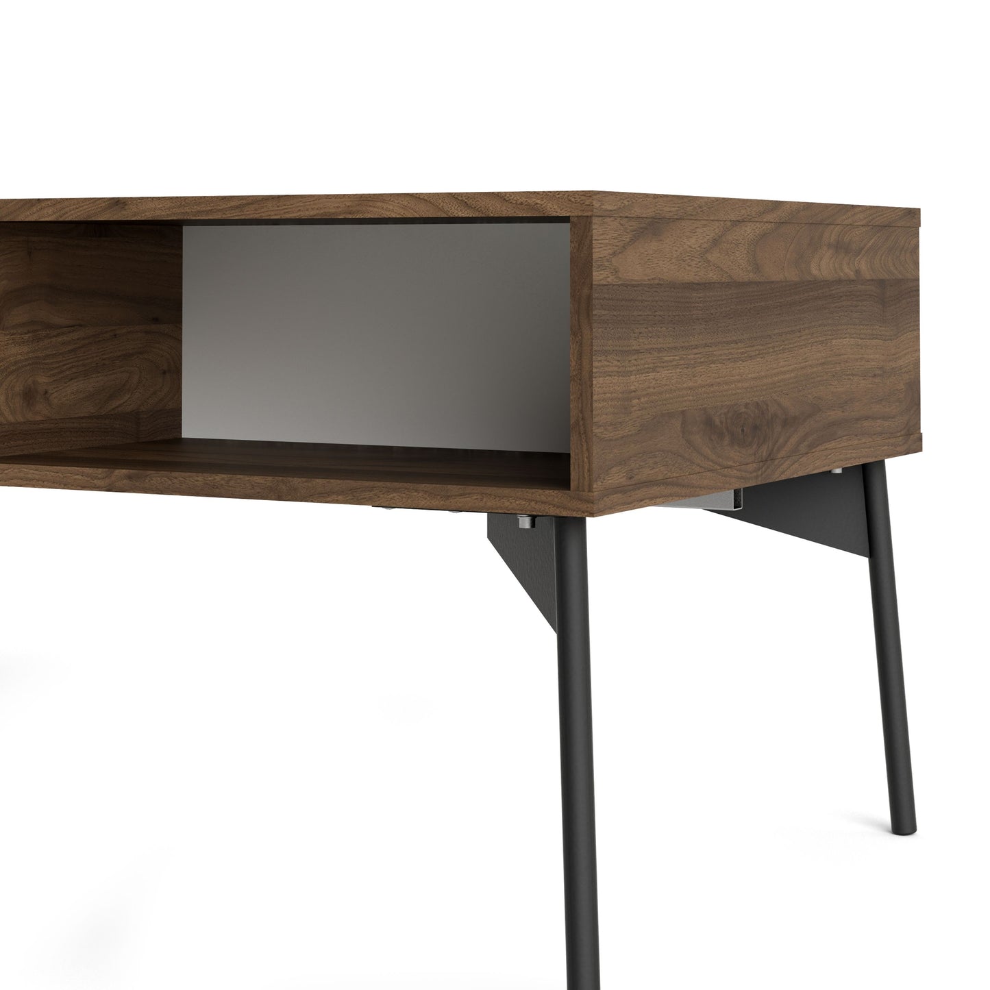 Fur White and Walnut Coffee Table with 1 Drawer