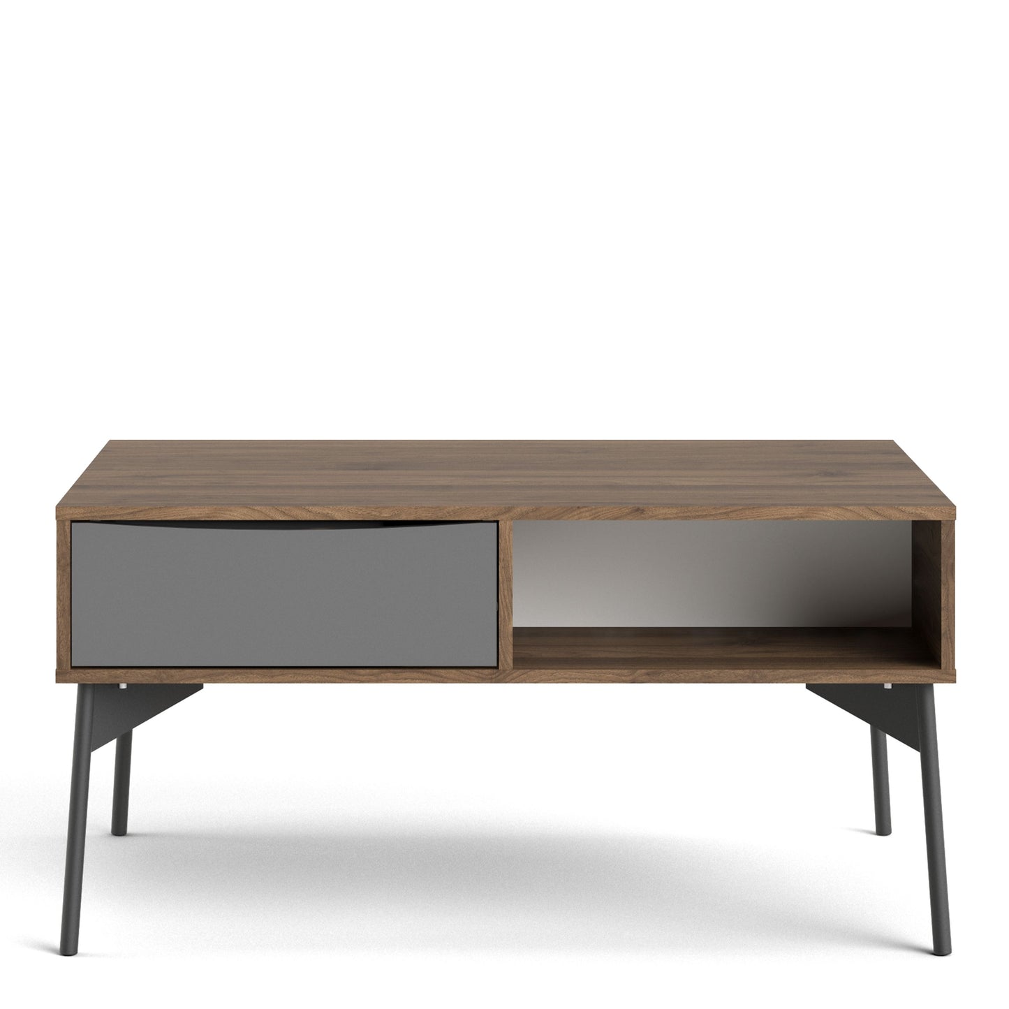 Fur White and Walnut Coffee Table with 1 Drawer
