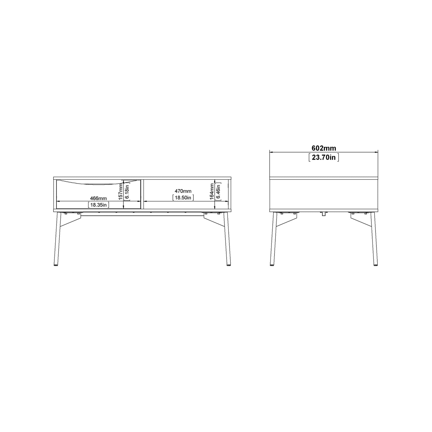 Fur Grey and White Coffee Table with 1 Drawer