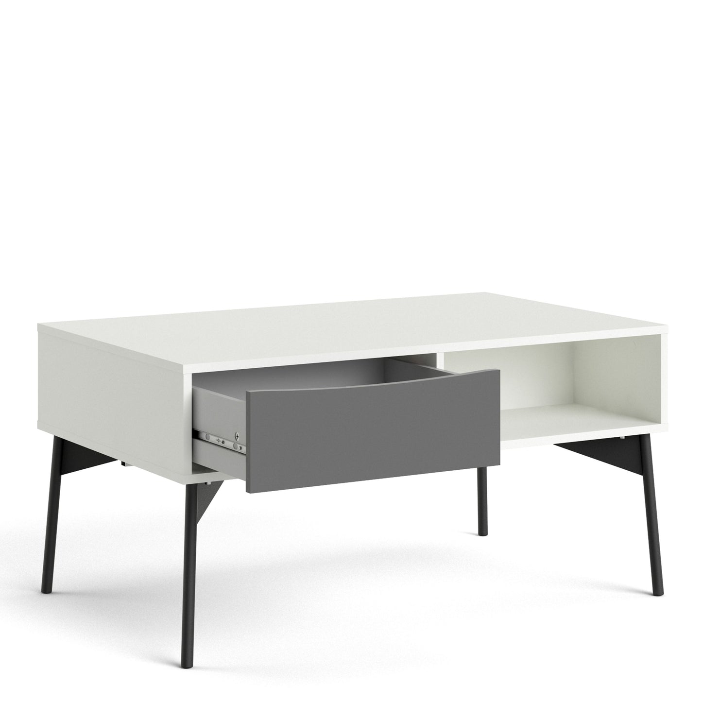 Fur Grey and White Coffee Table with 1 Drawer