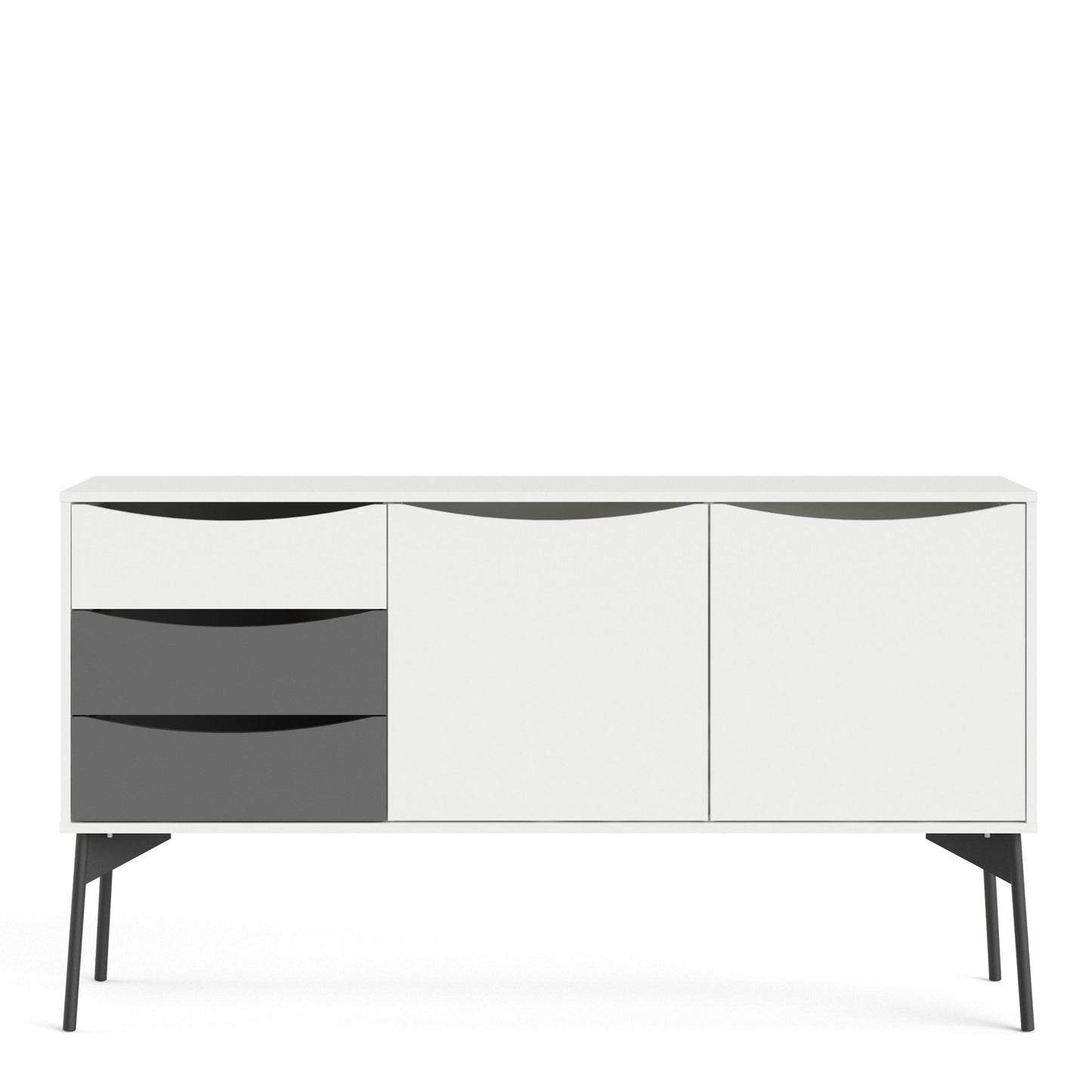 Fur Grey and White Sideboard with 2 Doors 3 Drawers